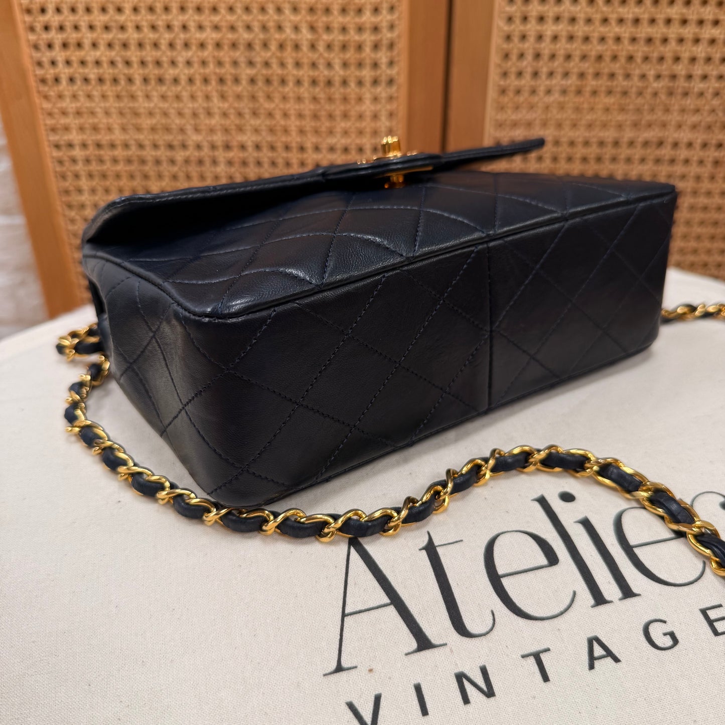 Chanel 1989 Classic Square Single Flap Medium - Navy