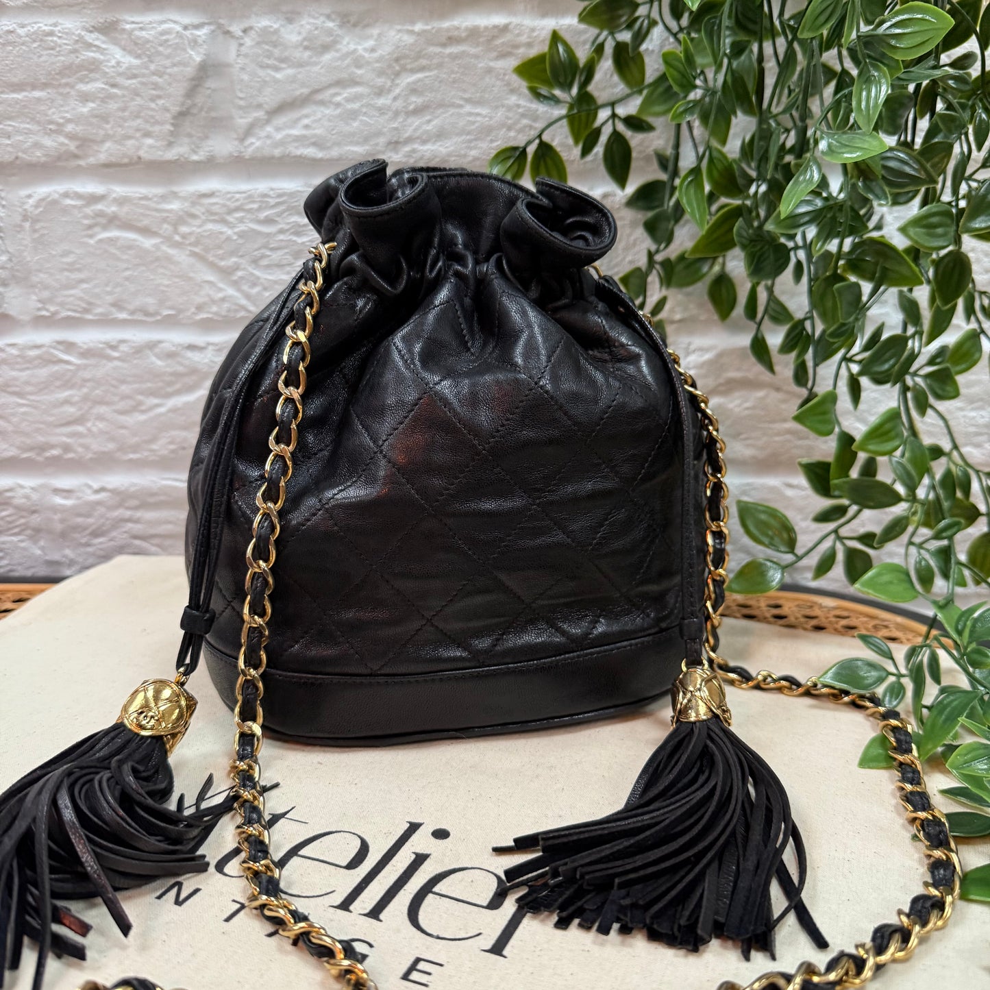 1997 Lambskin Double Tassel Bucket Bag