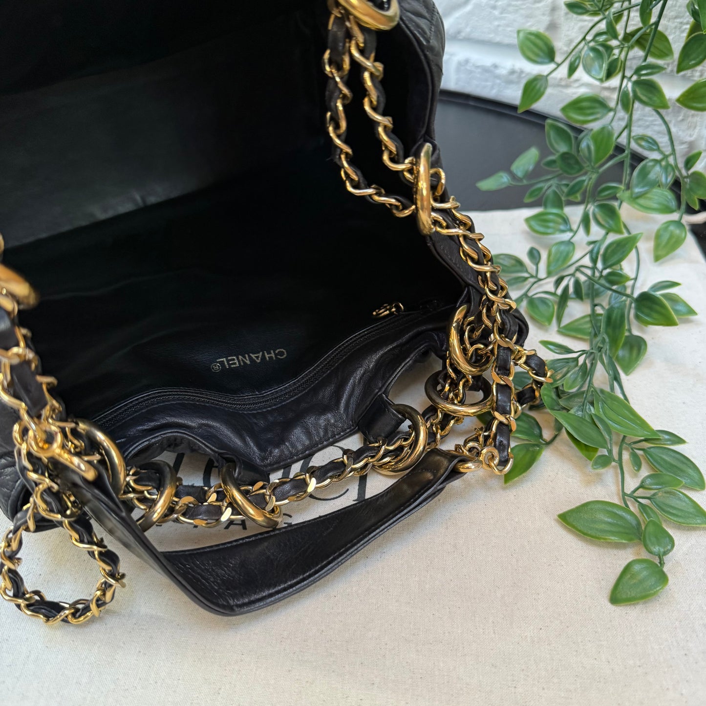 Chanel 1991 deep quilted limited edition CC ring Bucket Bag