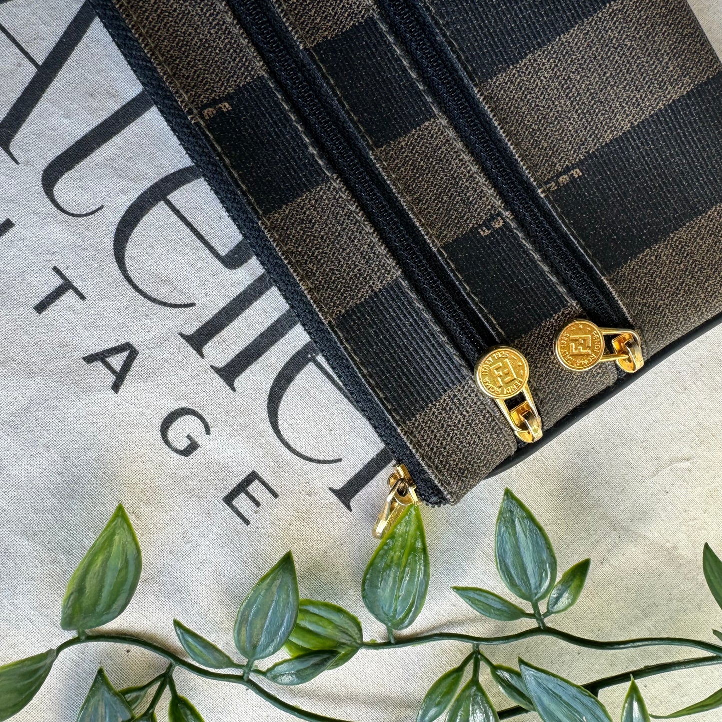 Fendi Pequin Print Clutch/Pouch