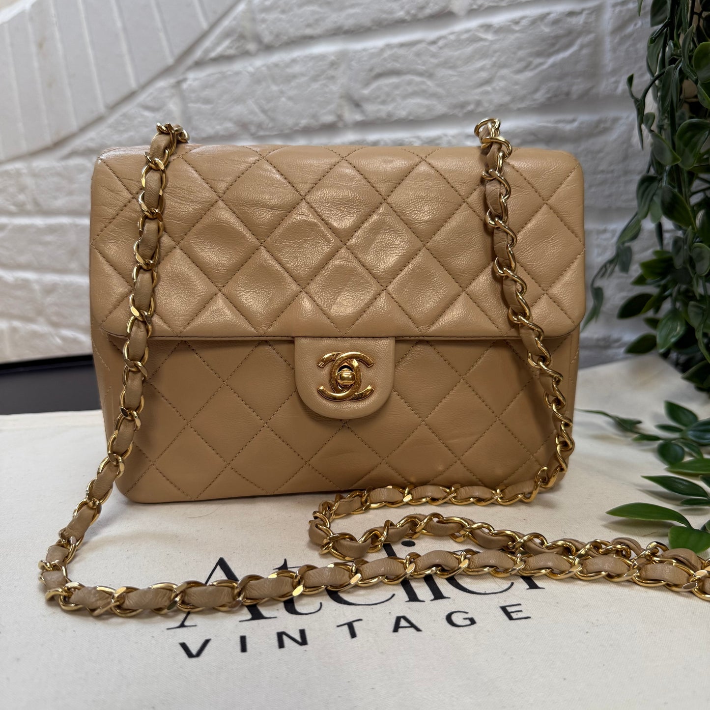 Chanel 1989 Chanel Dark Beige Medium Square