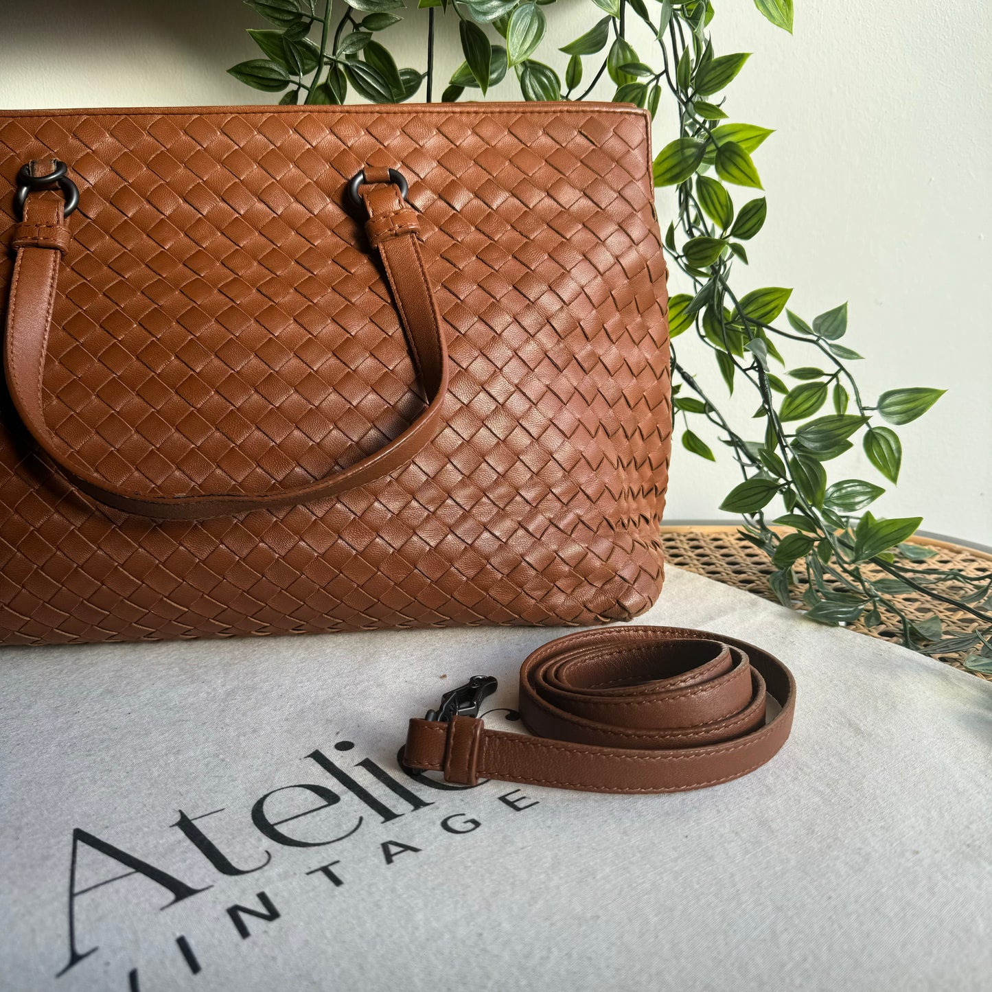 Bottega Veneta 1980s Brown Intrecciato Two Way Tote