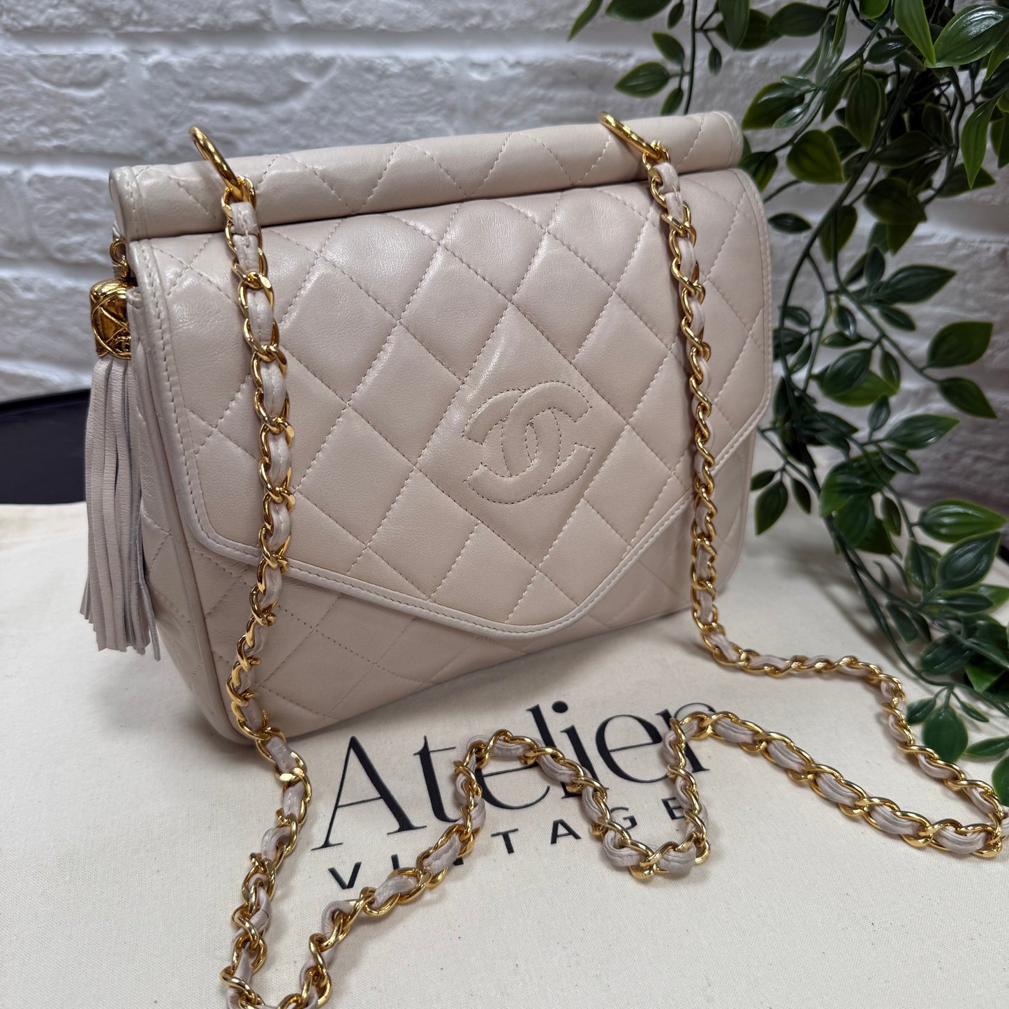 Chanel 1989 Rare Ivory Tassel Envelope Flap