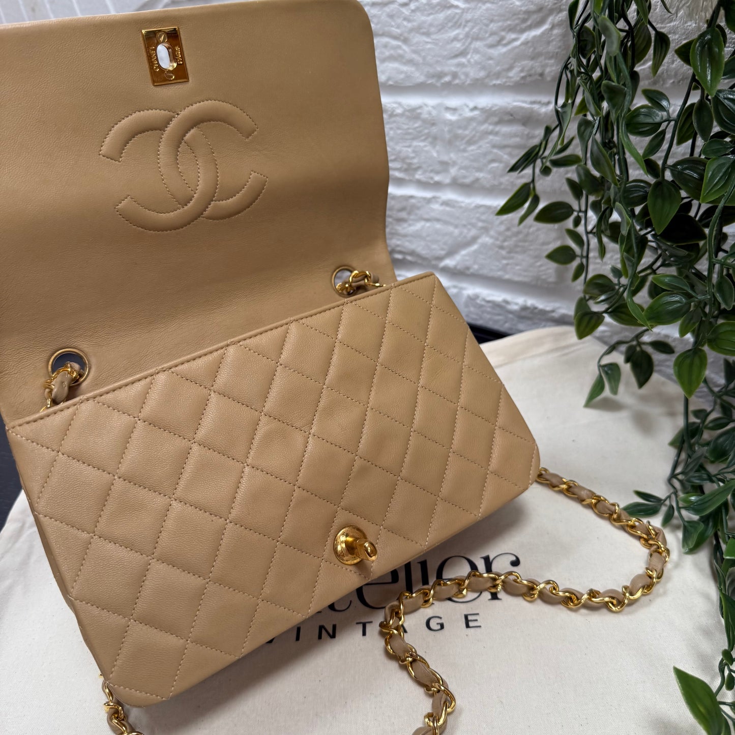 Chanel 1989 Rare Dark Beige Full Flap