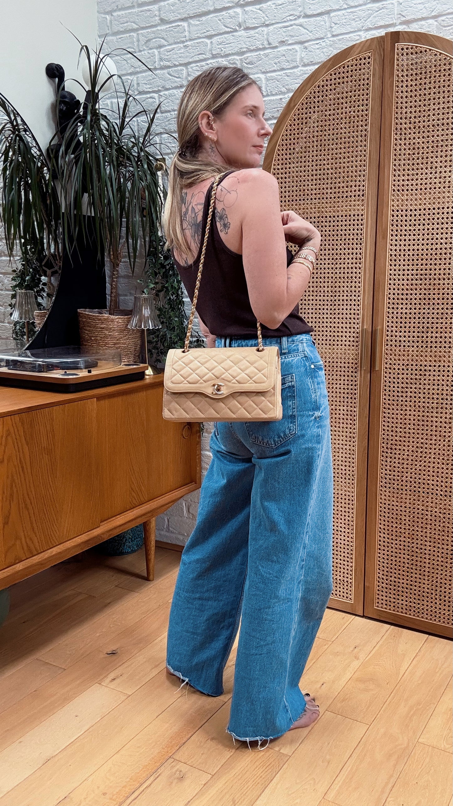 Chanel 1991 Dark Beige Paris Limited Edition Double Flap Medium