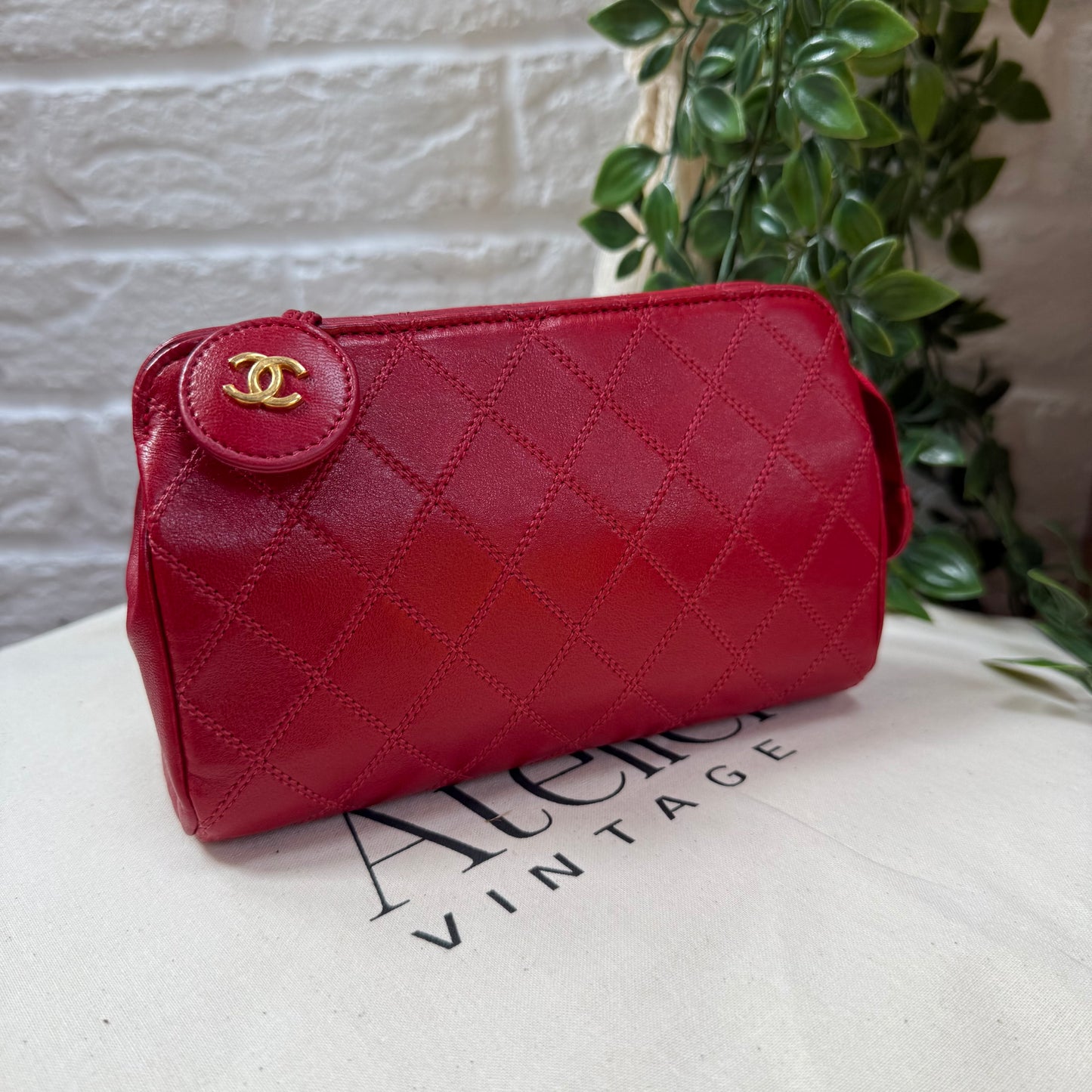 Chanel 1989 Quilted Pouch with CC Charm zip pull