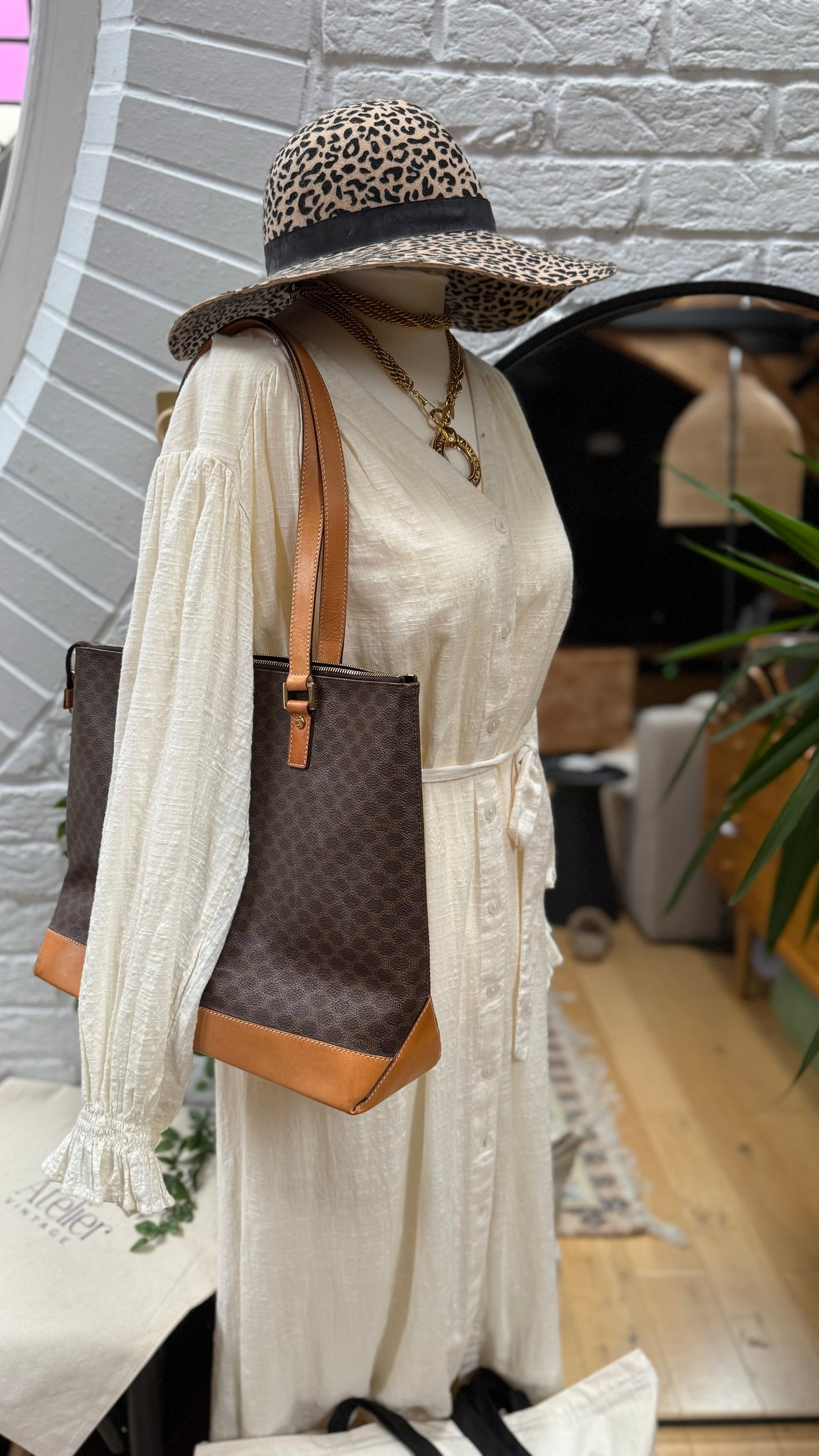 Celine Macadam Zip Top Tote Bag