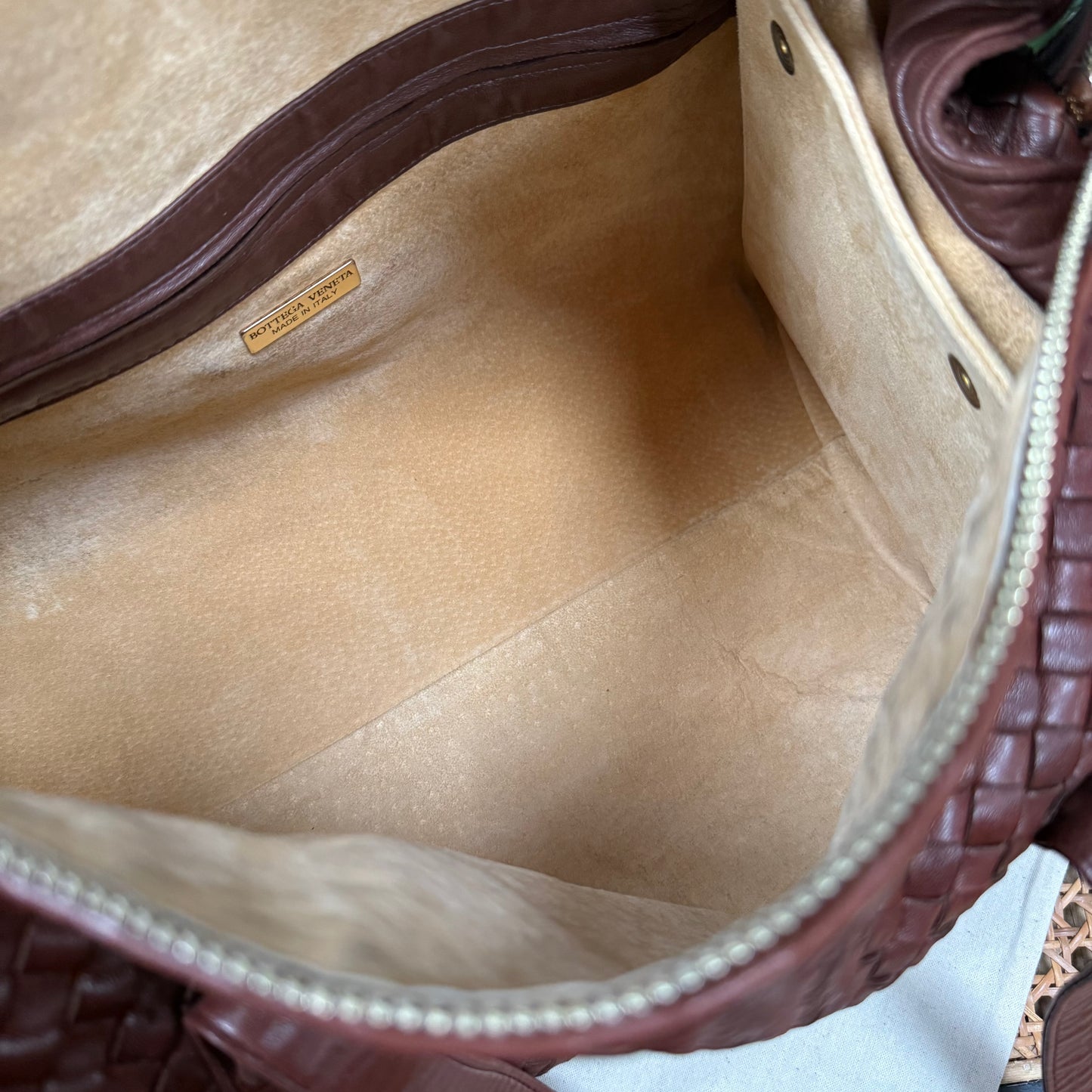 Bottega Veneta 1980s Tan Intrecciato Boston Tote