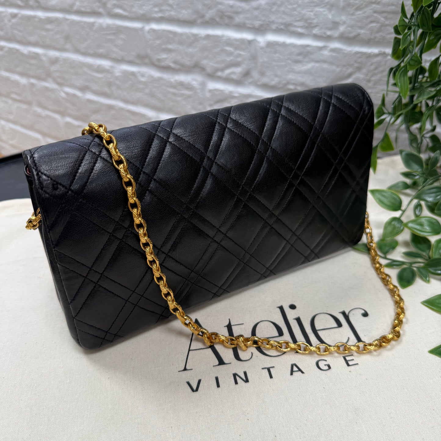 Chanel Rare 1986 Double Diamond Quilted Bijoux Chain Classic Rectangle