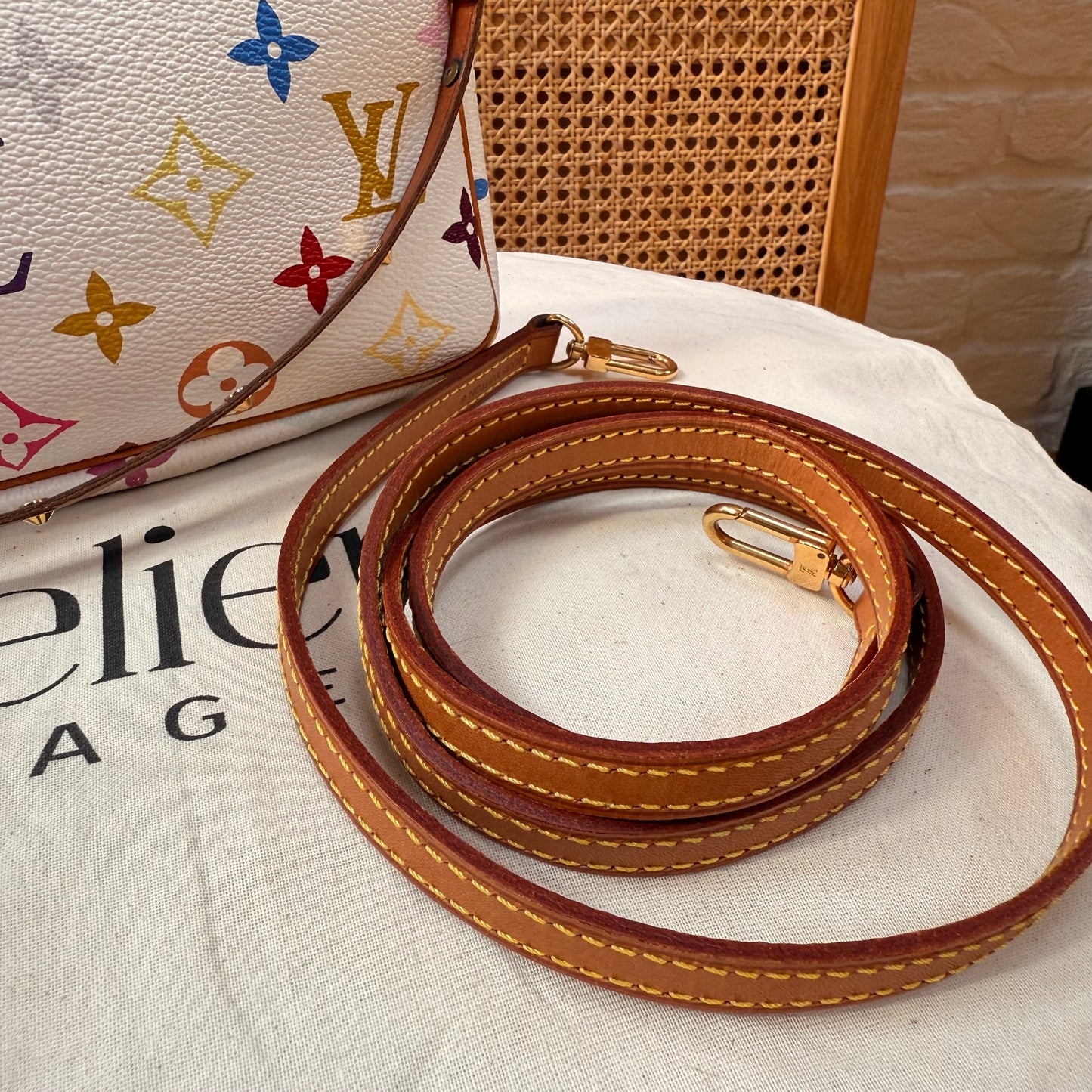 Louis Vuitton 2003 Murakami white Multi Color Pochette Accesssoires with cross body strap