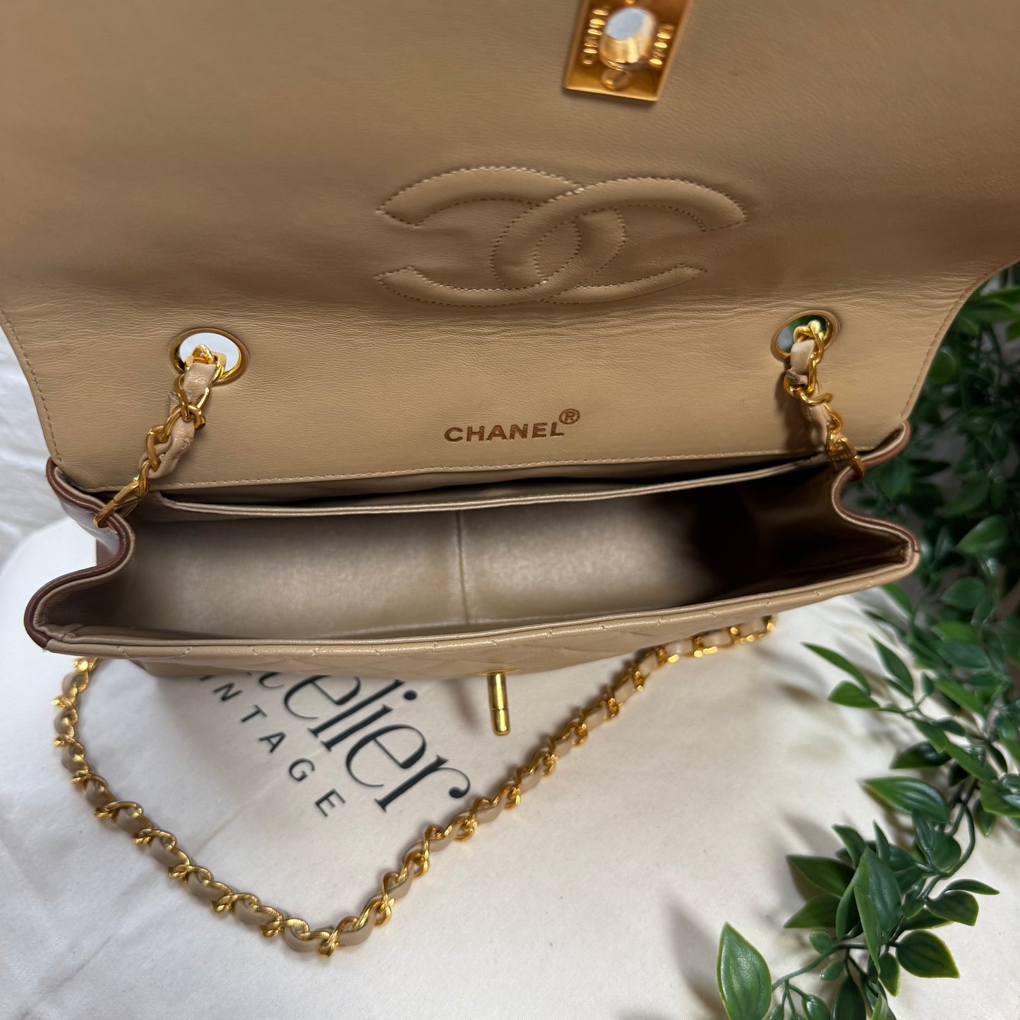 Chanel 1989 Rare Beige & Tan single flap