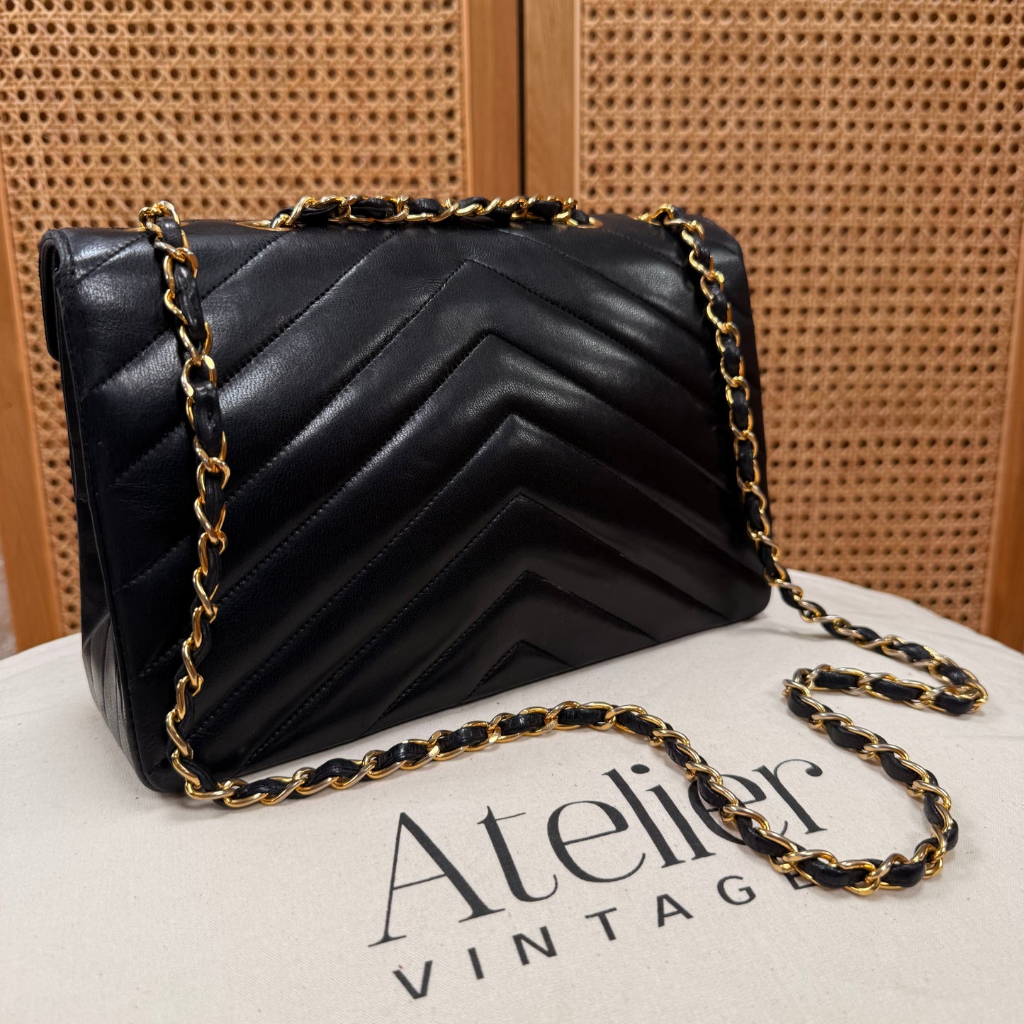 Chanel 1986 1986 Chevron Quilted Envelope Single Flap