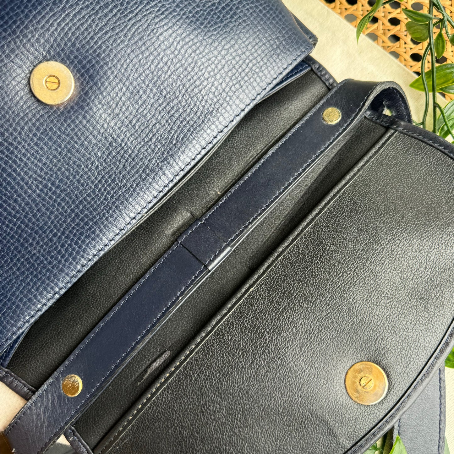 Dior 1980s Navy CD Closure Two Way Bag