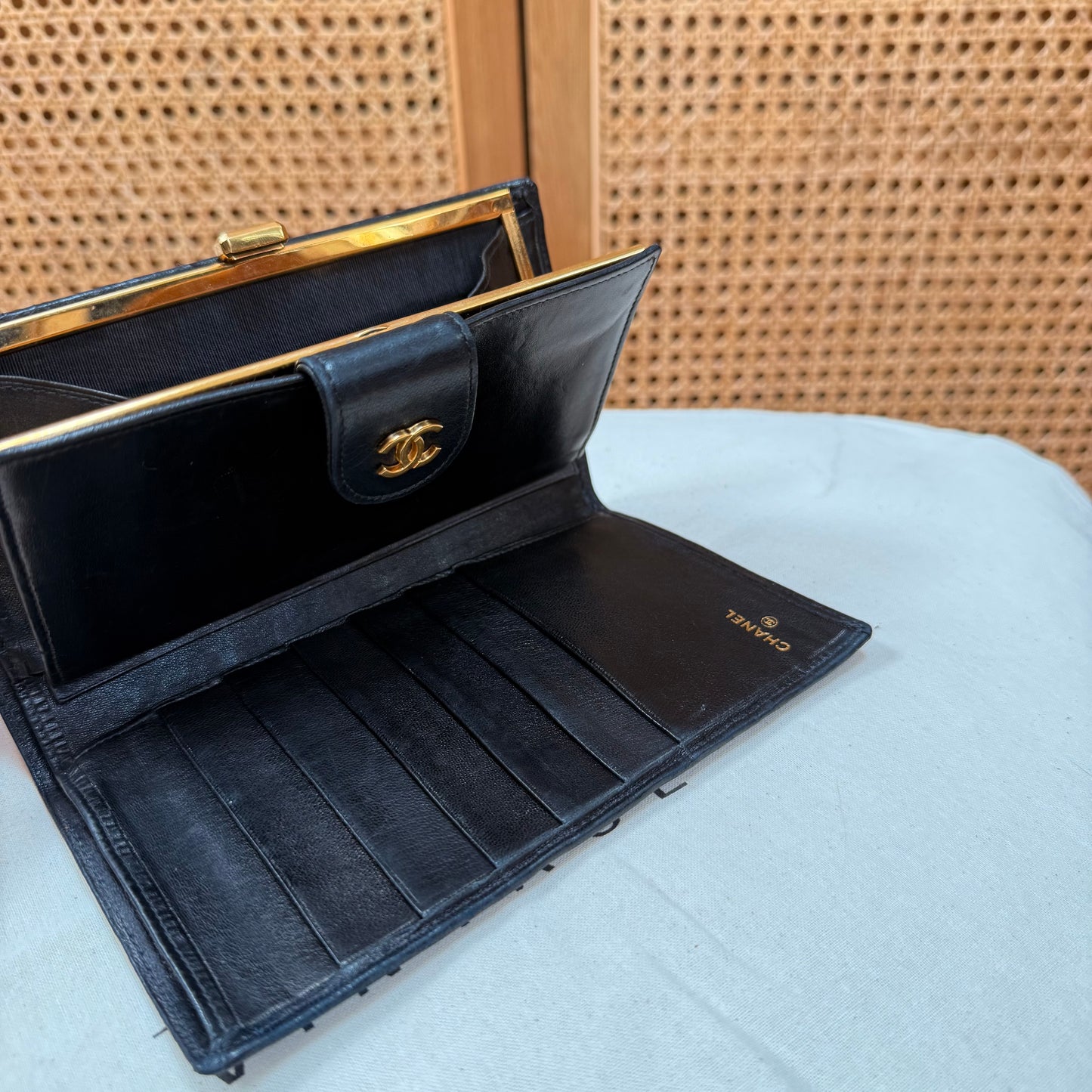 Chanel 1996 Lambskin Leather CC Kisslock Purse