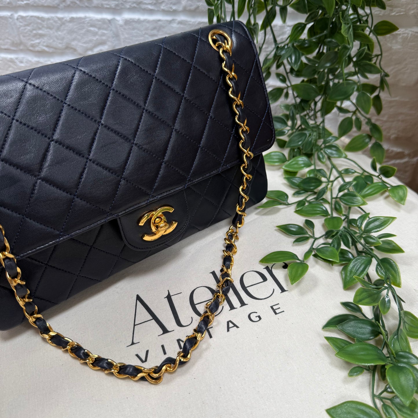 Chanel 1986 Navy Double Flap Medium