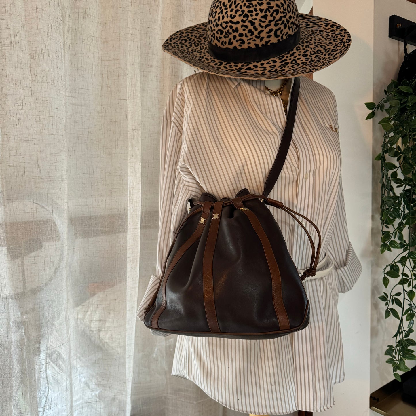 Celine 1980s Triomphe Bucket Bag
