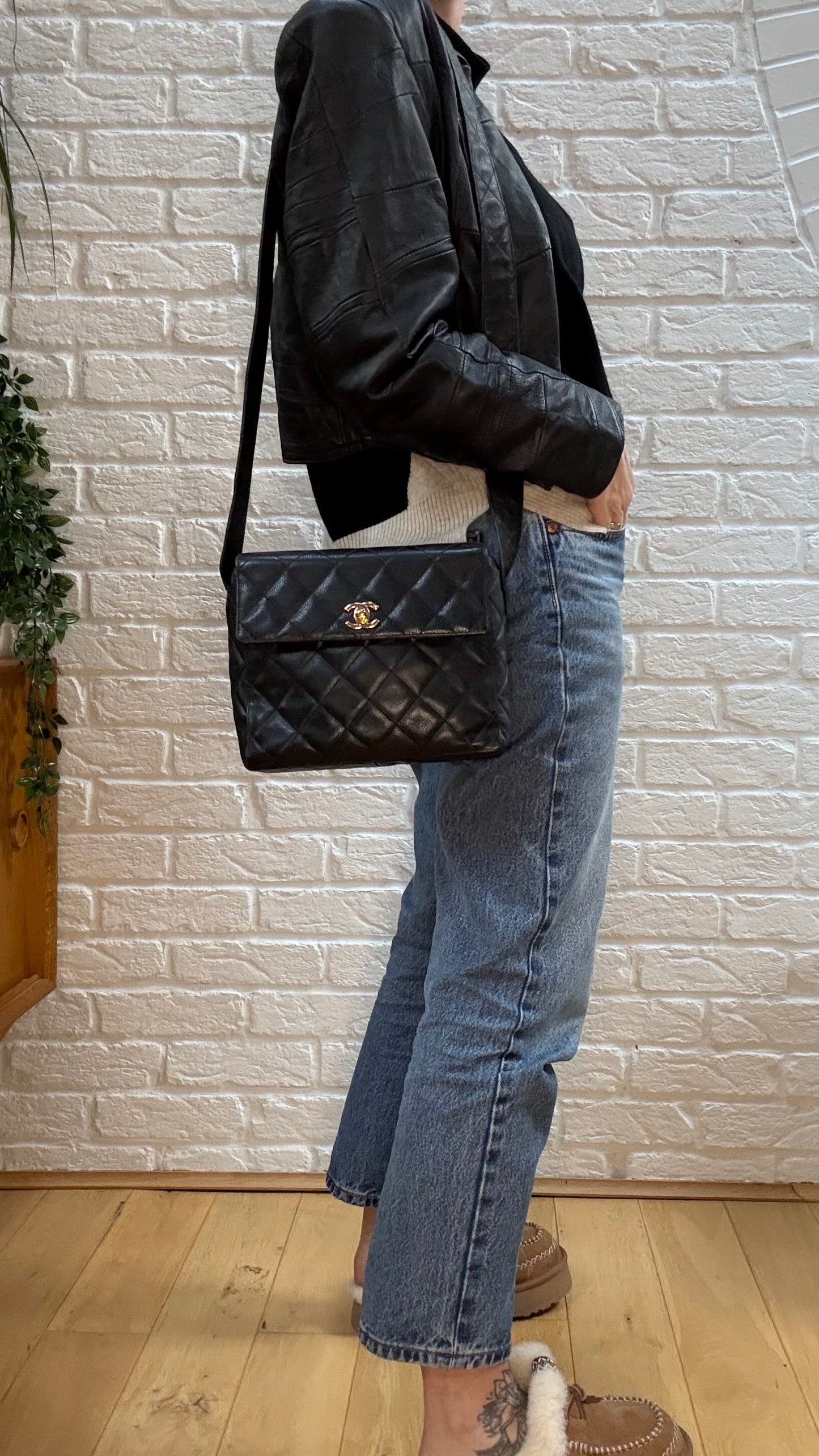 Chanel Collectors Piece 1994 Caviar Cross Body Box Bag with Vanity Mirror
