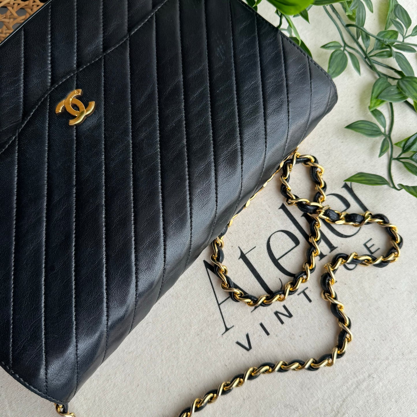 Chanel Early 1980s Diagonal Quilted Single Flap