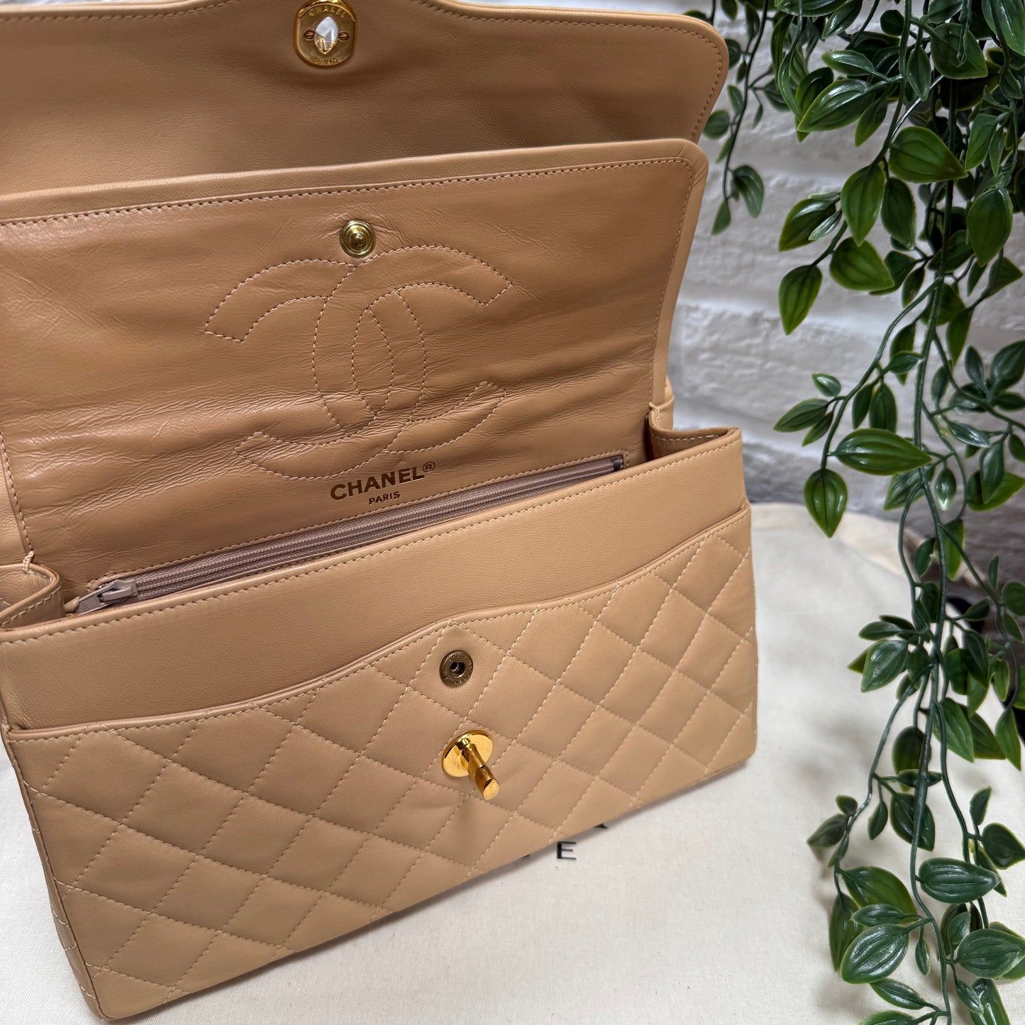 Chanel 1991 Dark Beige Paris Limited Edition Double Flap Medium