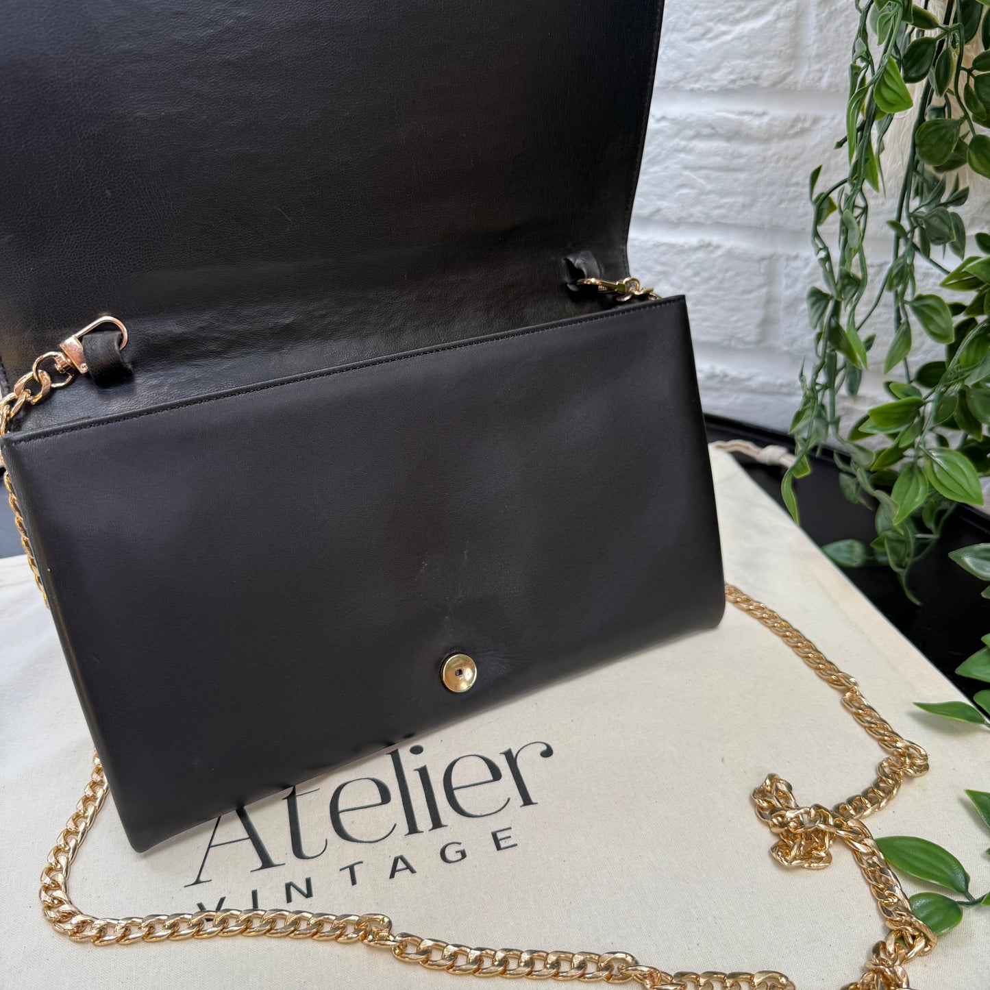 Celine 1980s Celine Triomphe two way leather bag