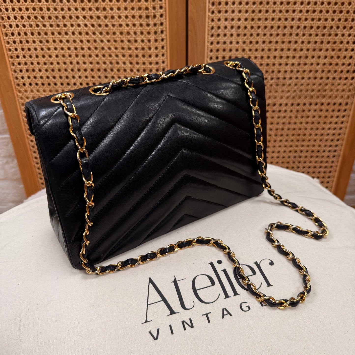 Chanel 1986 1986 Chevron Quilted Envelope Single Flap