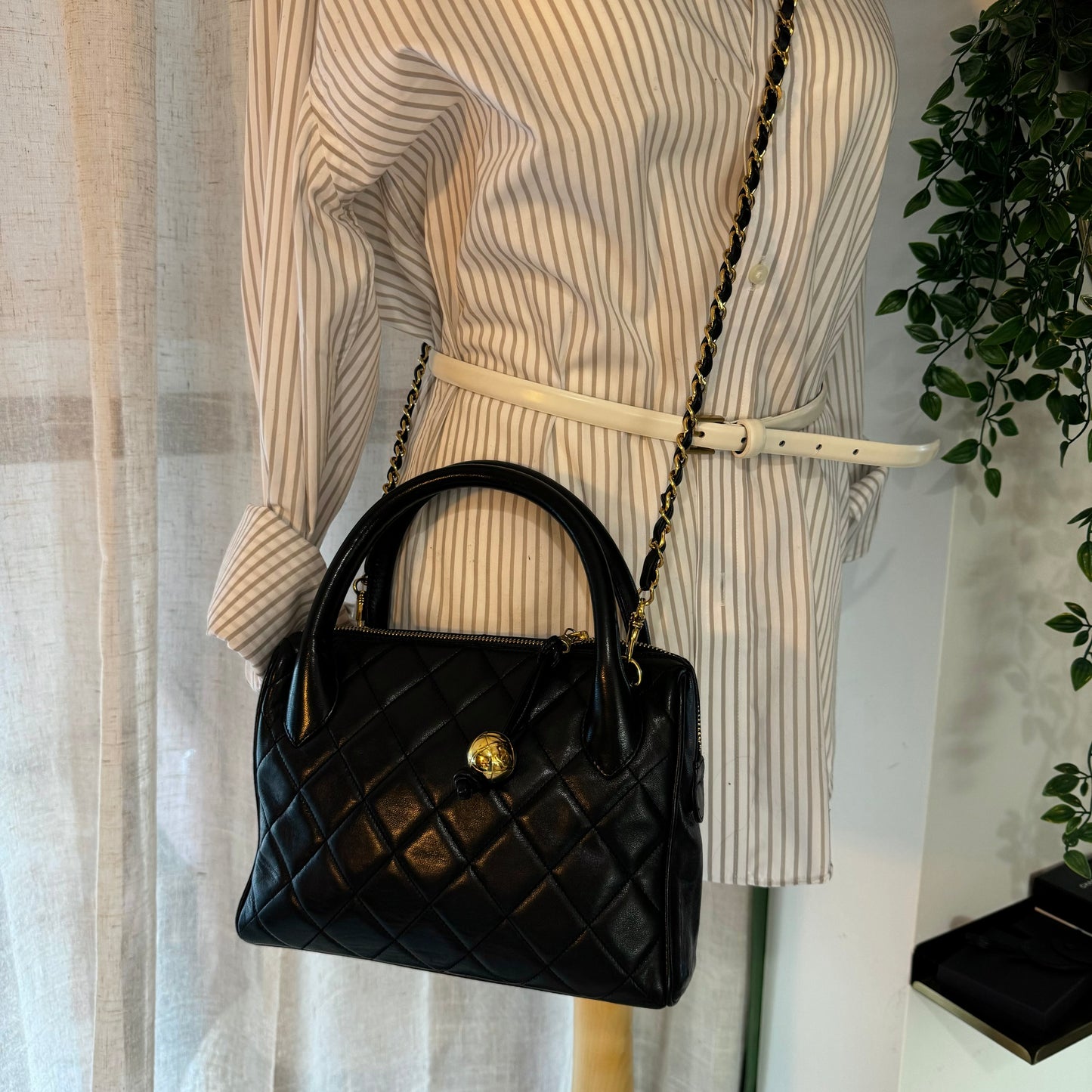 Chanel 1991 Quilted Lambskin Top Handle Two Way Bag