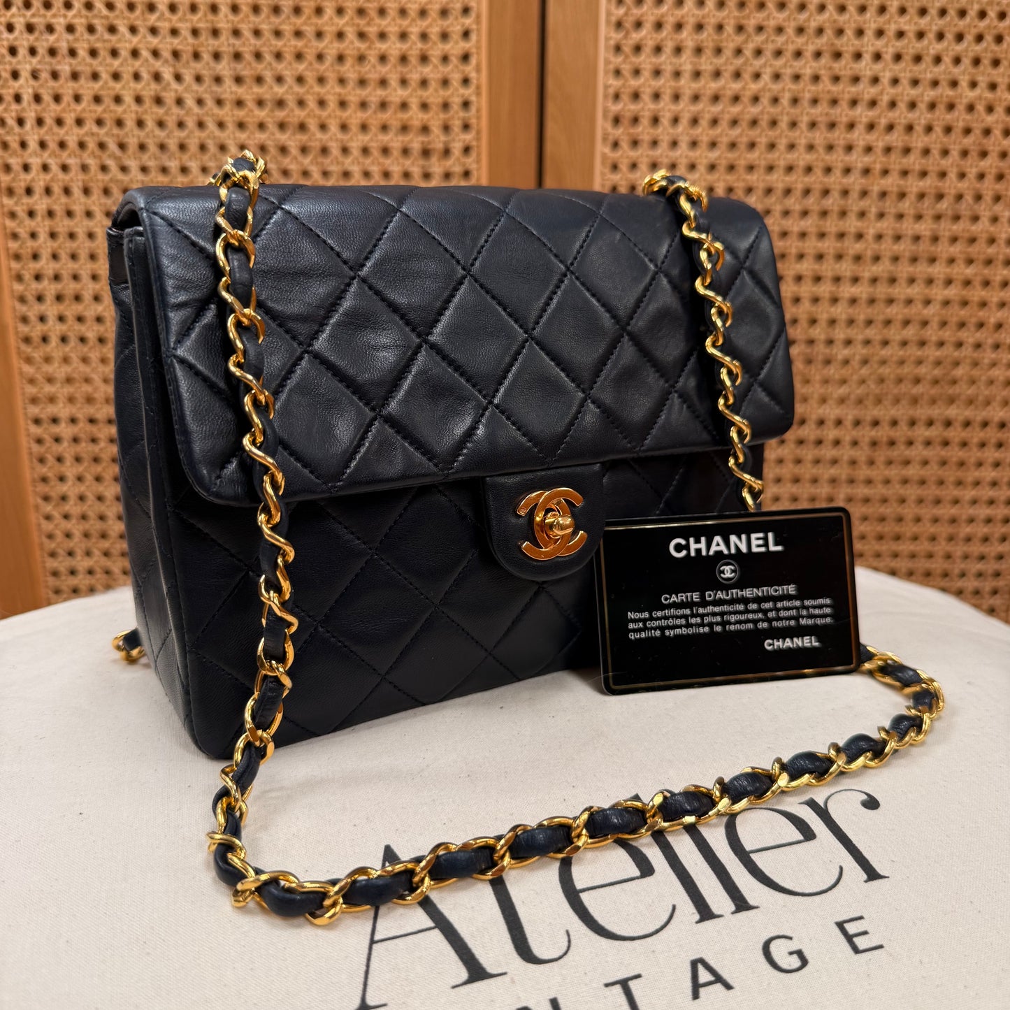 Chanel 1989 Classic Square Single Flap Medium - Navy