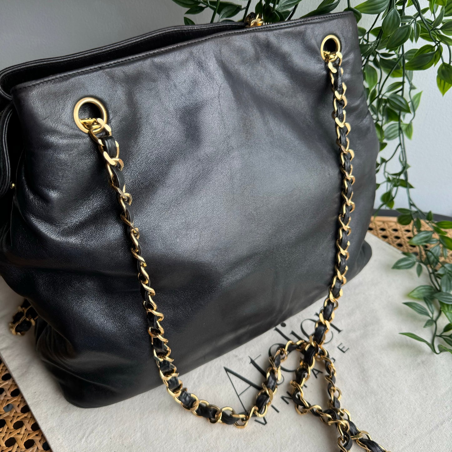 Chanel 1991 Lambskin Coco Cabas Cross Body Tote