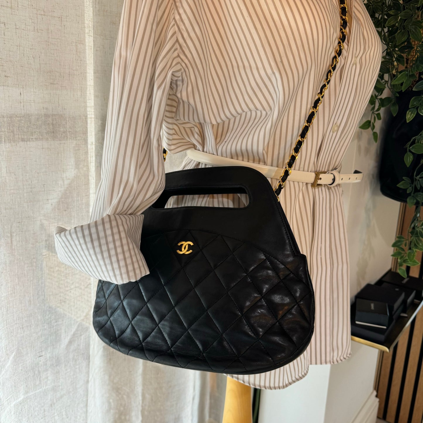 Chanel 1989 Quilted Lambskin Top Handle Two Way Bag