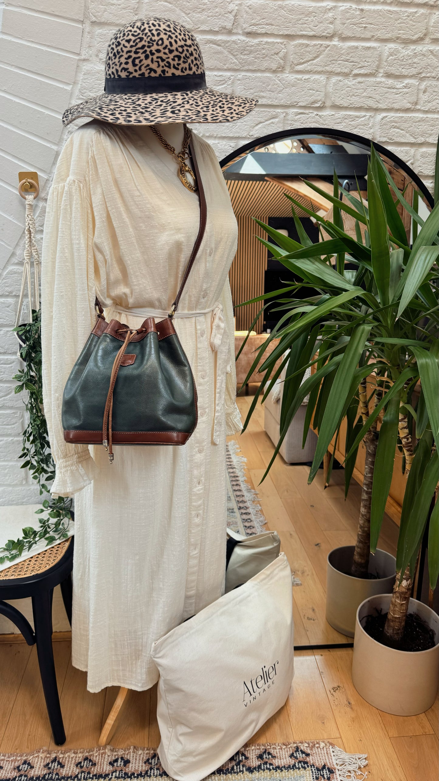 Celine 1980s Forest Green Bucket Bag