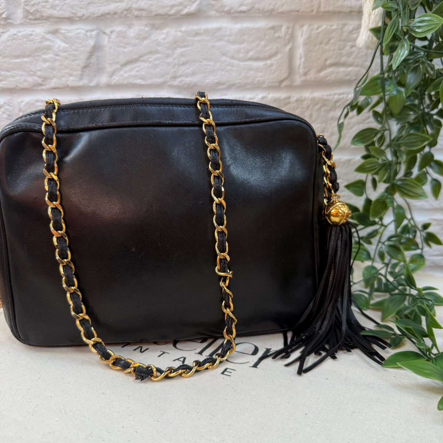 Chanel Rare 1991 Triple CC Lambskin Tassel Camera Bag