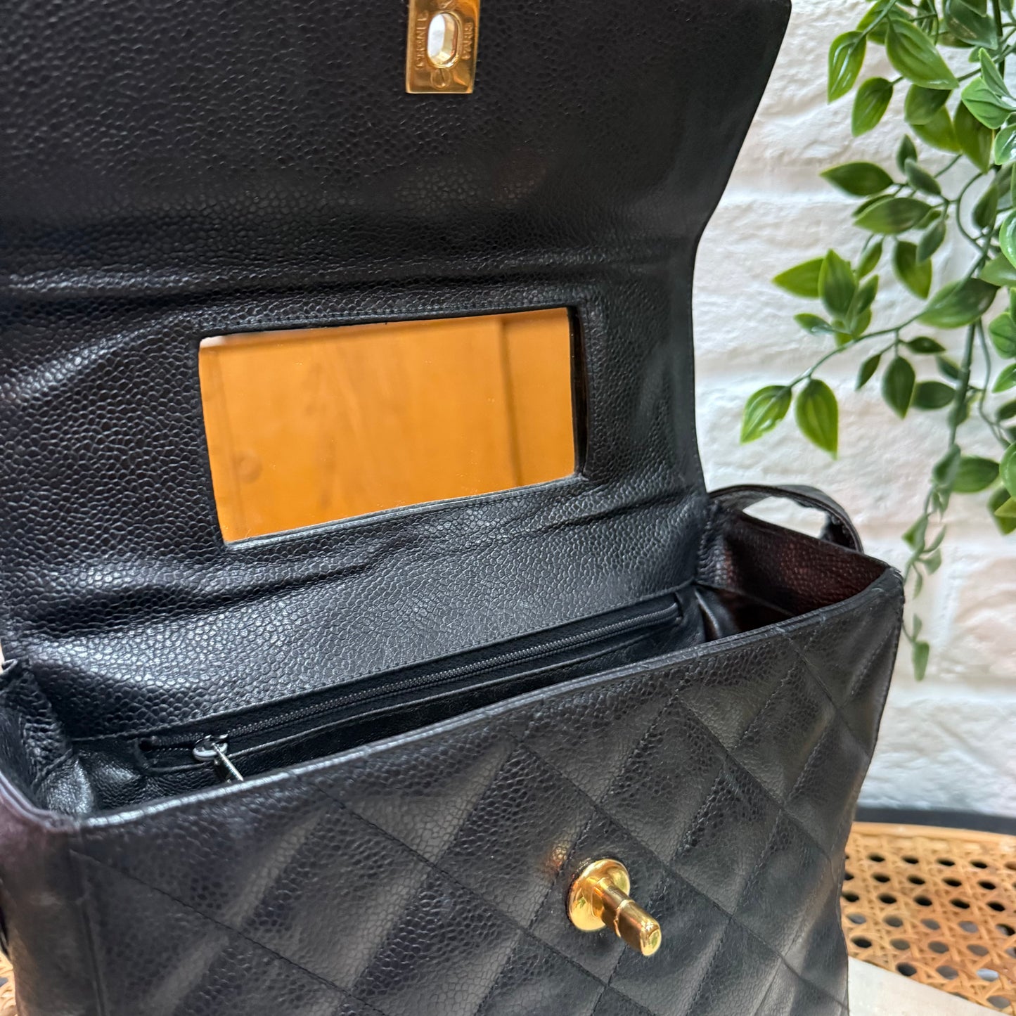 Chanel Collectors Piece 1994 Caviar Cross Body Box Bag with Vanity Mirror