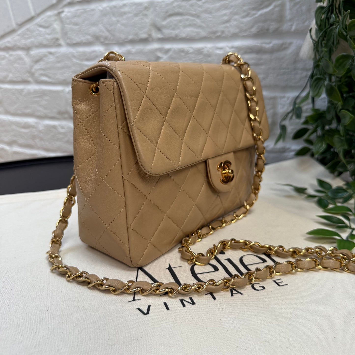 Chanel 1989 Chanel Dark Beige Medium Square
