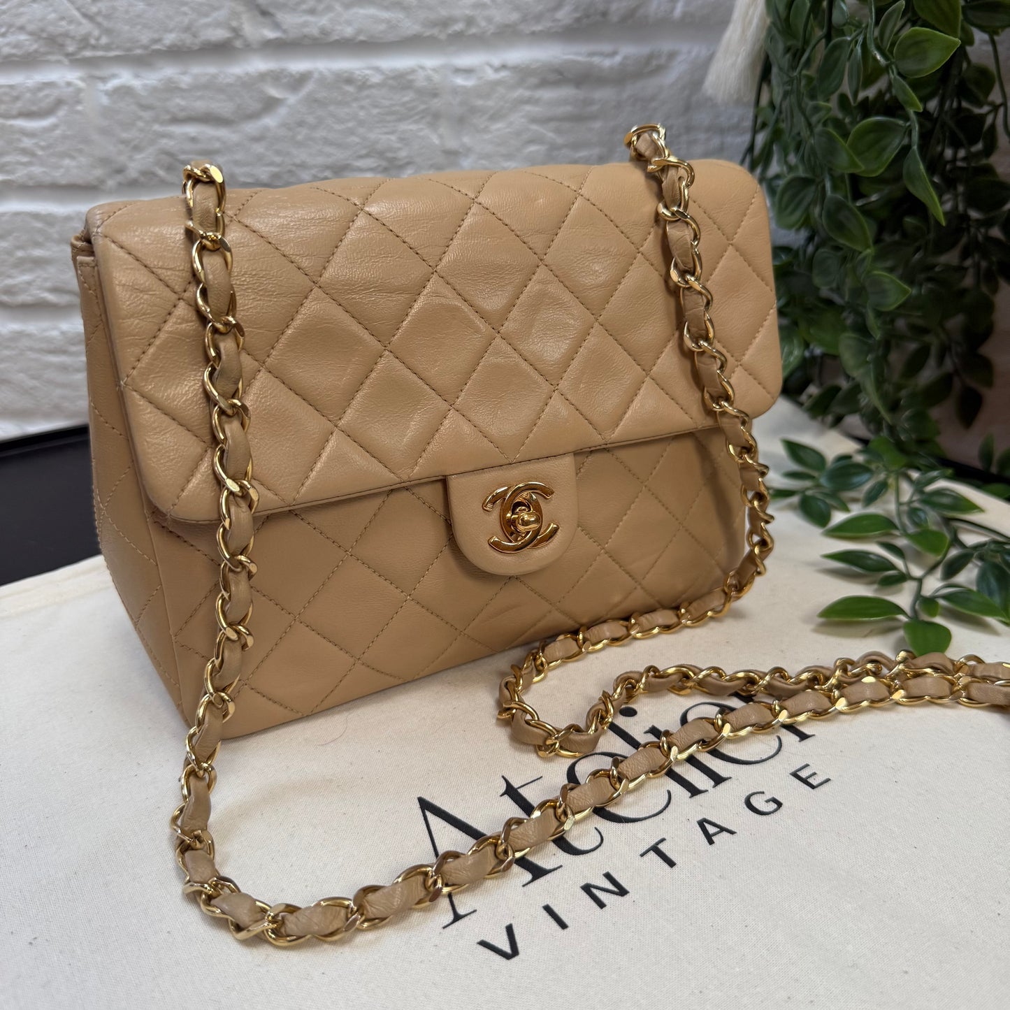 Chanel 1989 Chanel Dark Beige Medium Square