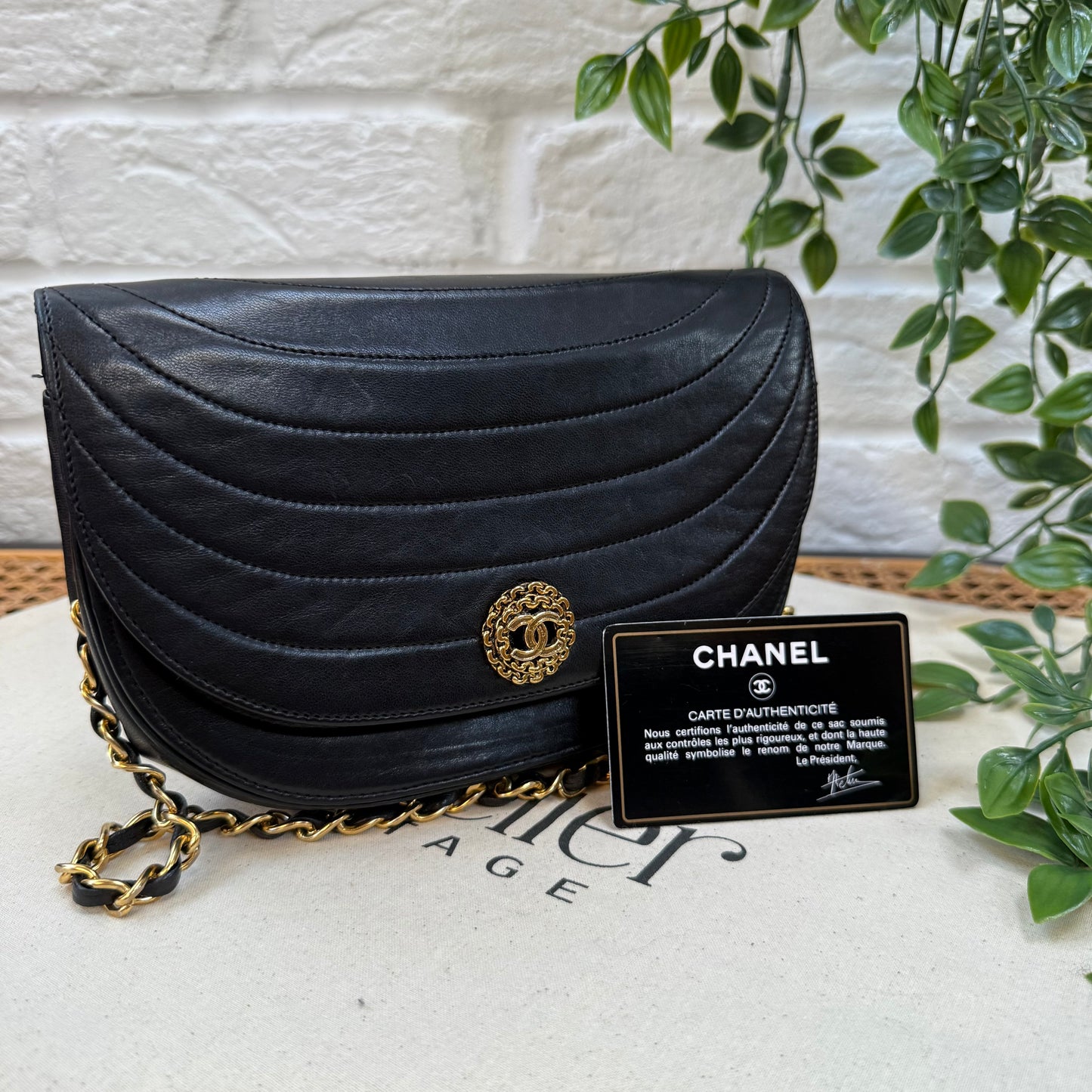 Chanel 1970s Rare Quilted Half Moon