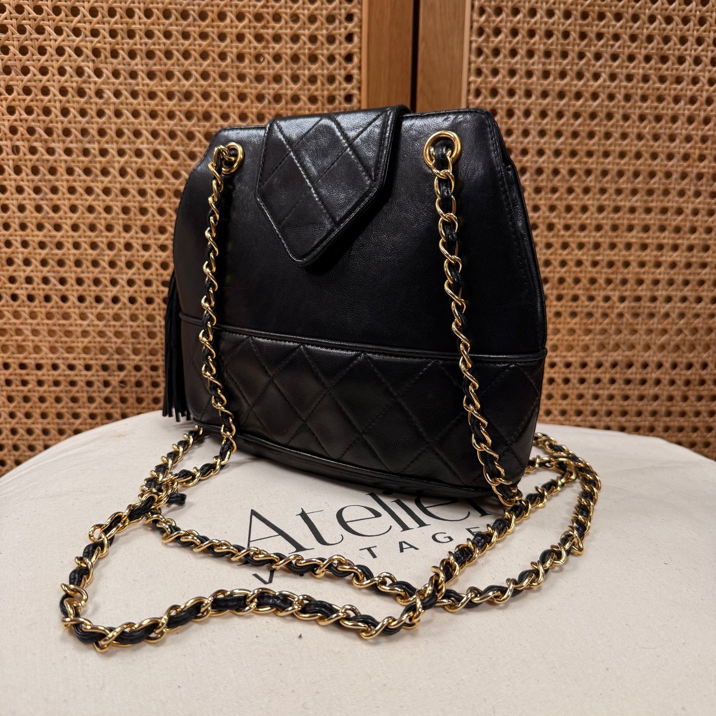 Chanel 1989 Black Camera Style Envelope Mini Tote