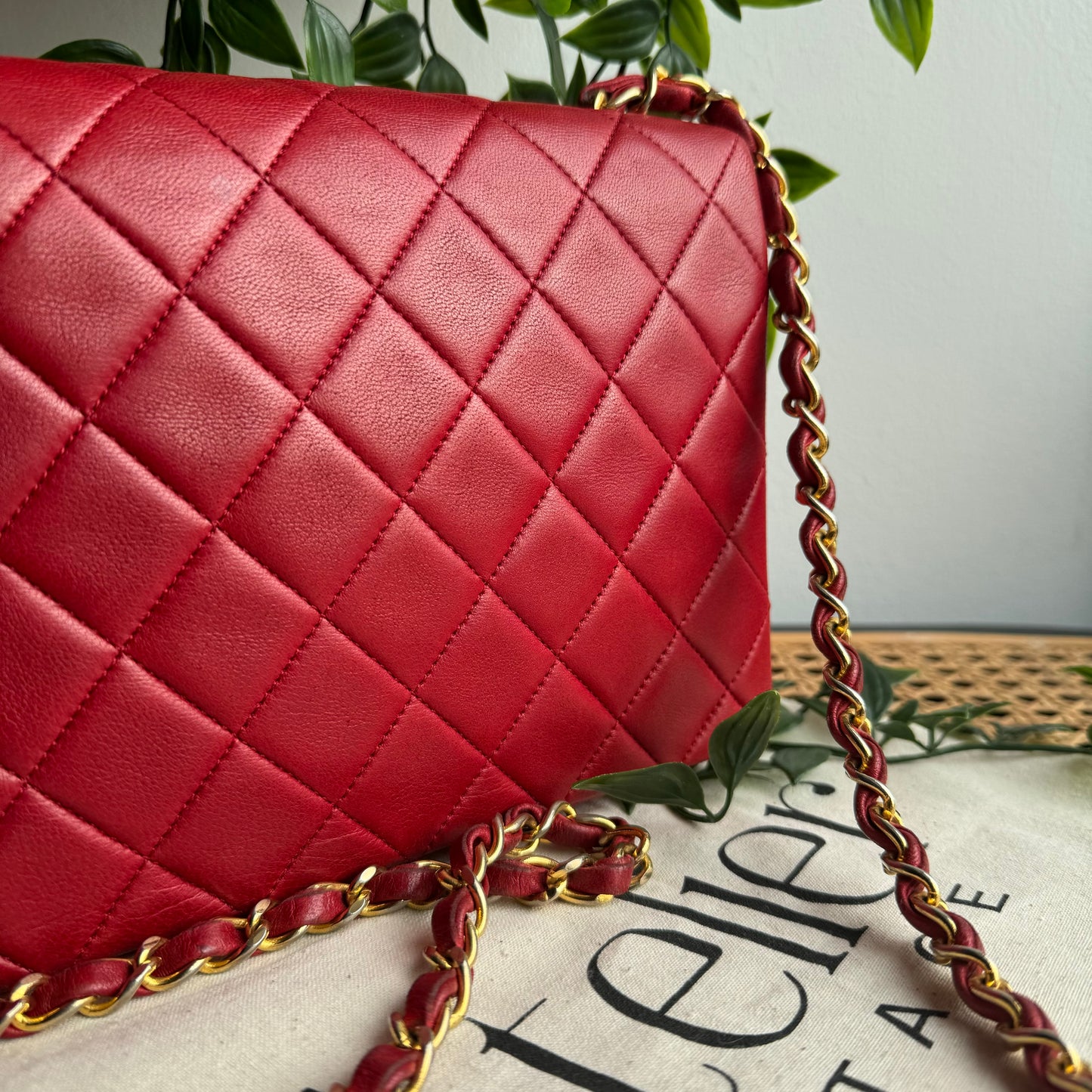 Chanel 1989 Red Classic Square Single Flap Medium
