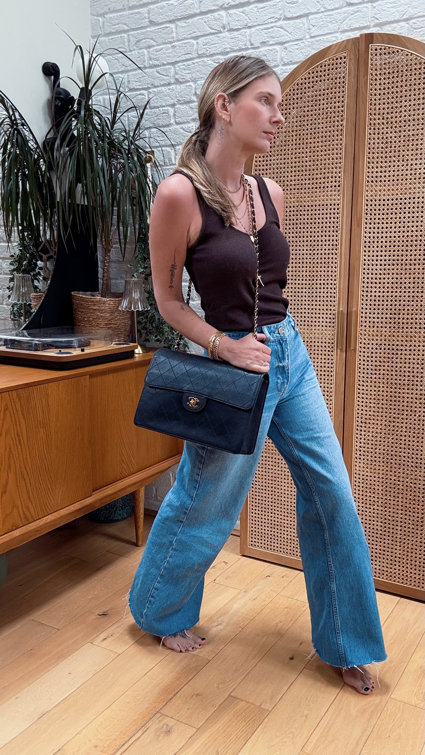 Chanel 1997 Very Rare Midnight Blue Caviar Single Flap
