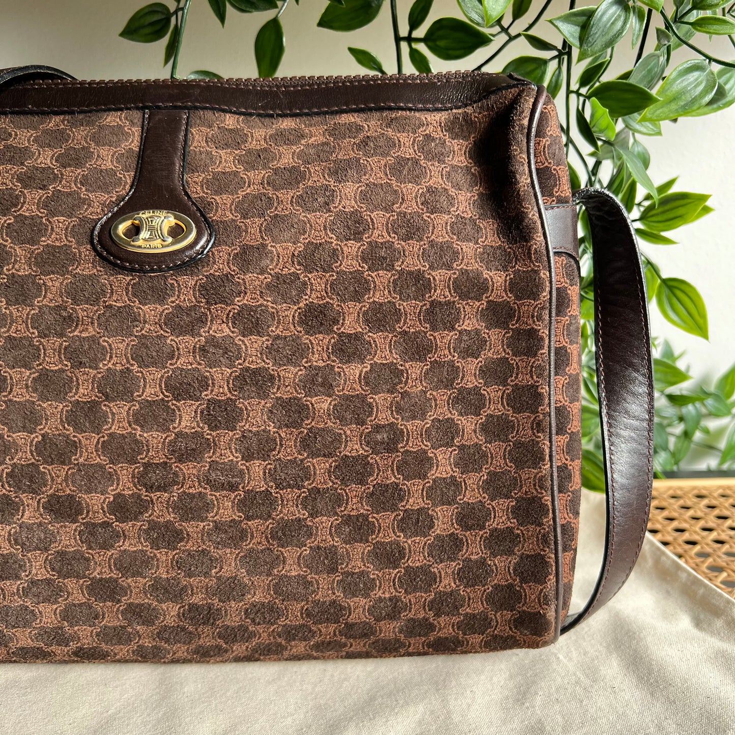 Celine Macadam Suede Cross Body Bag