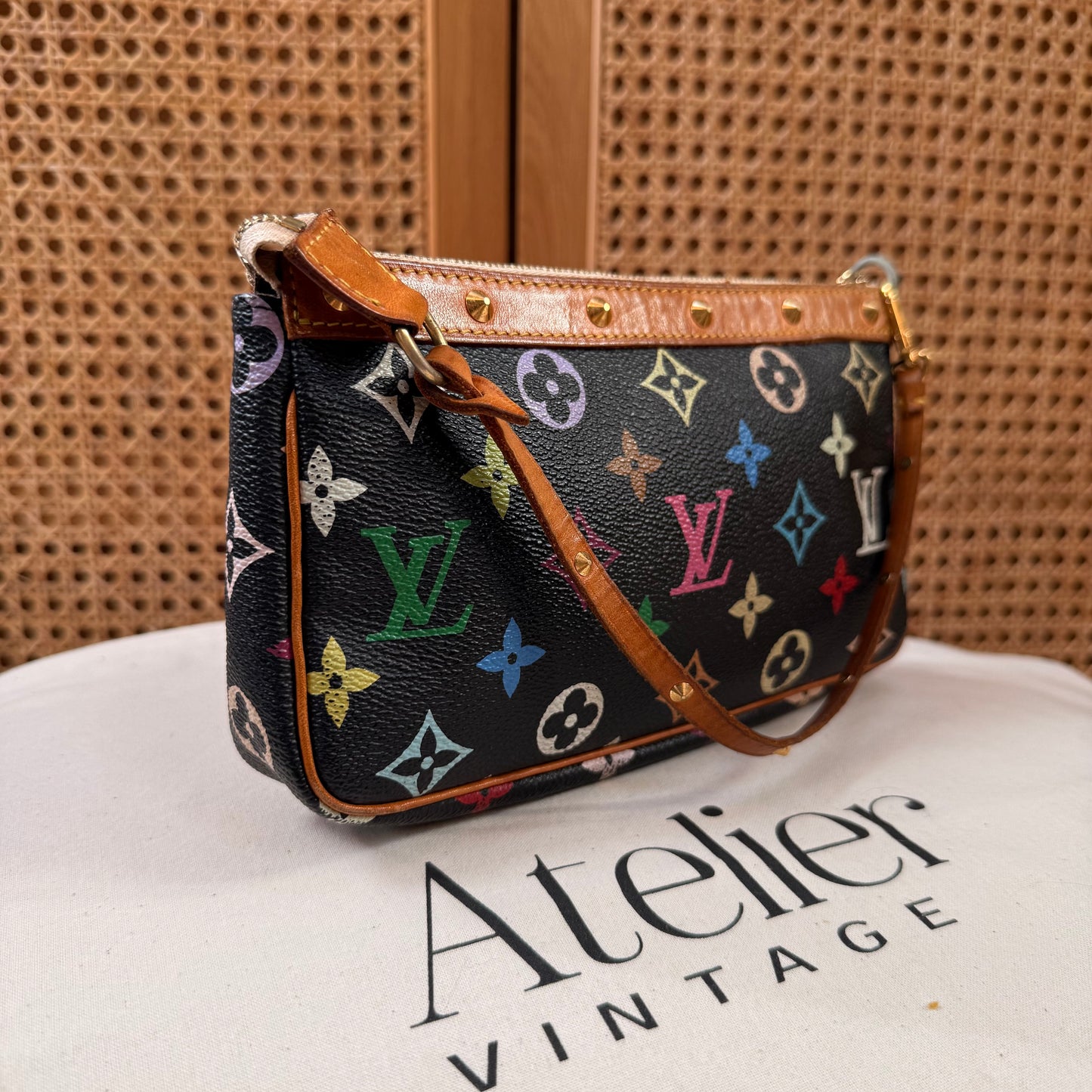 Louis Vuitton 2003 Original Murakami Black Pochette Accessoires