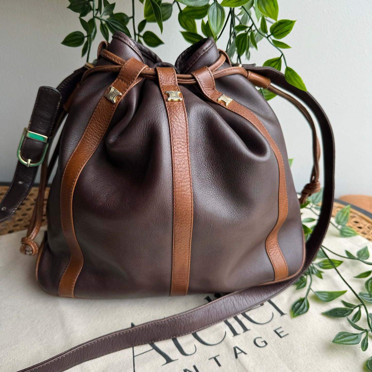Celine 1980s Triomphe Bucket Bag
