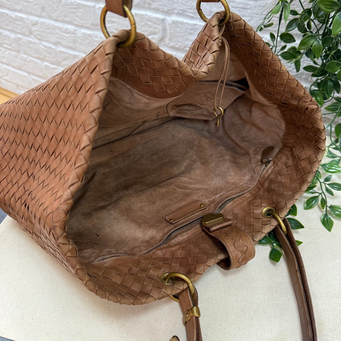 Bottega Veneta 1990s Tan Intrecciato Tote