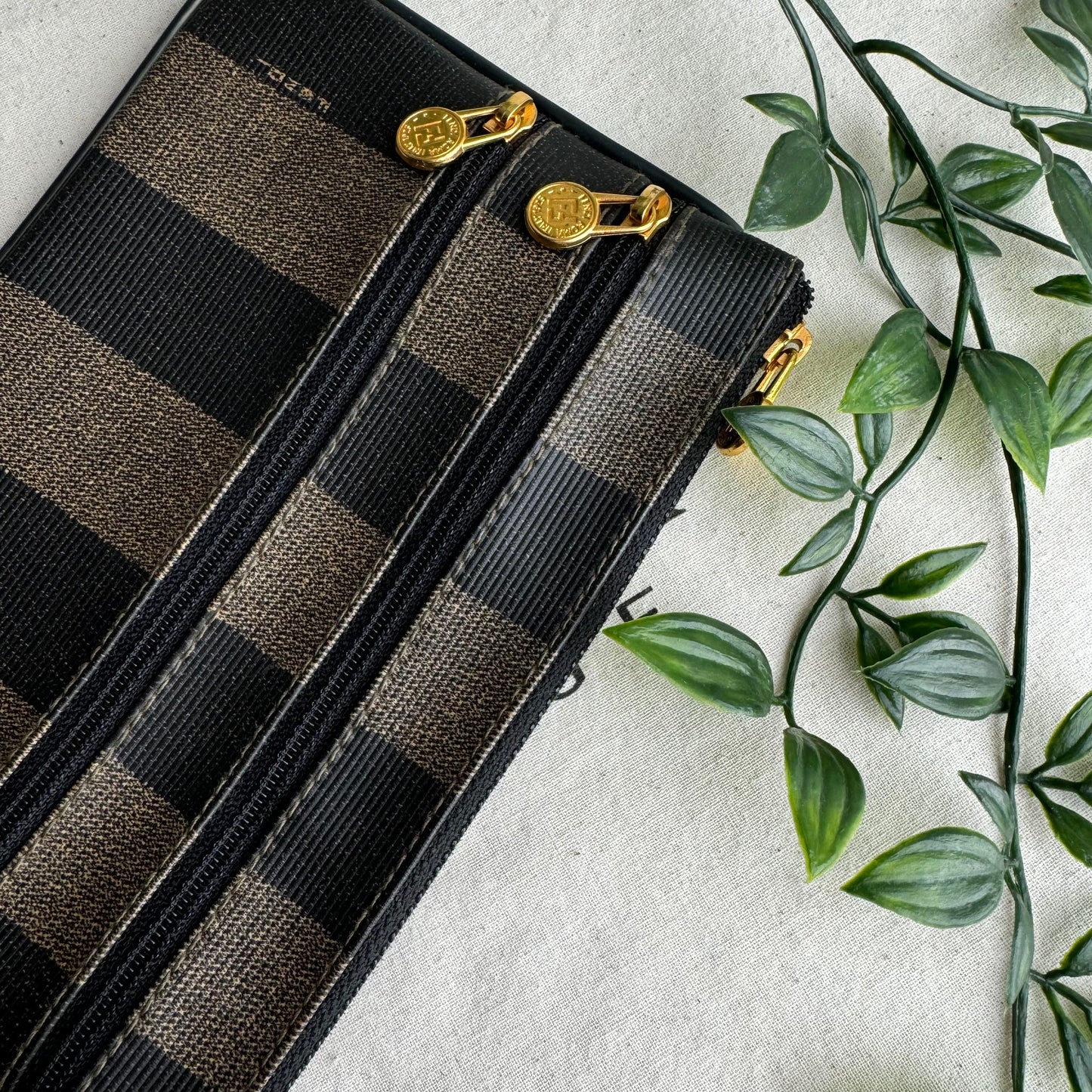 Fendi Pequin Print Clutch/Pouch