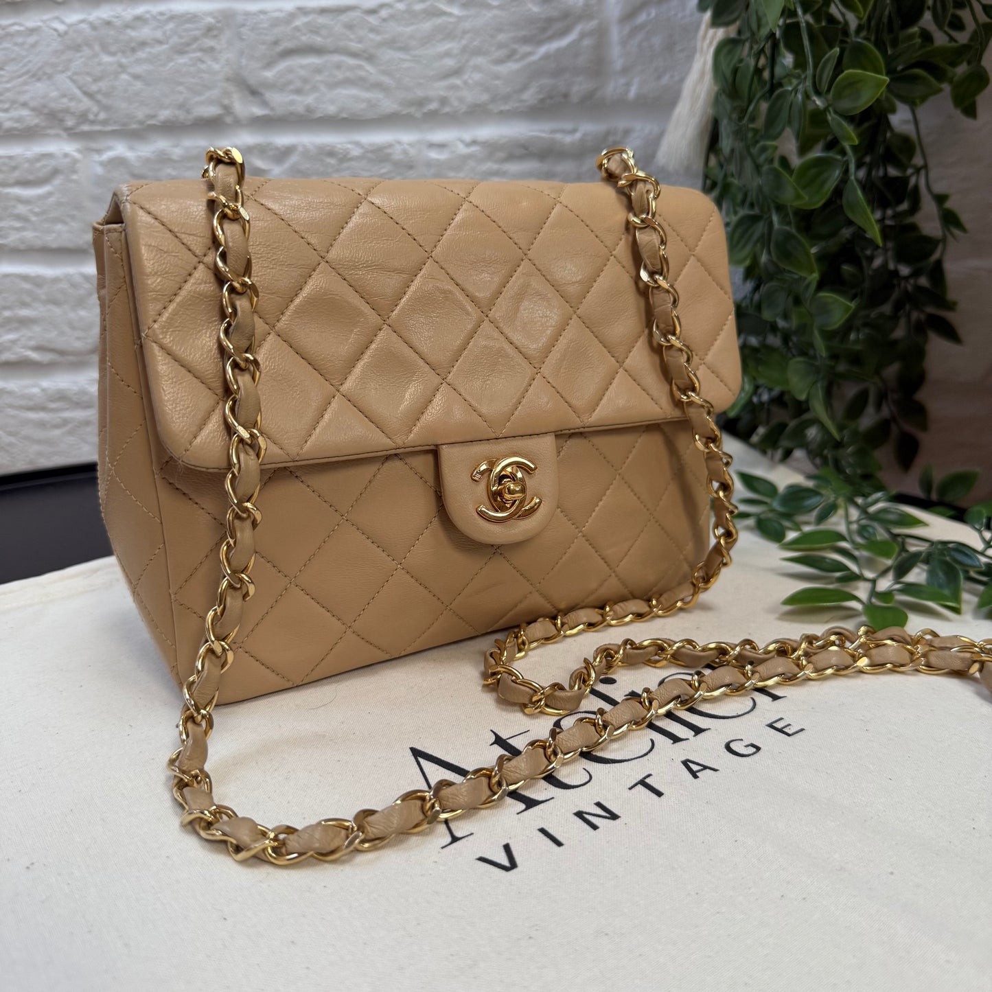 Chanel 1989 Chanel Dark Beige Medium Square