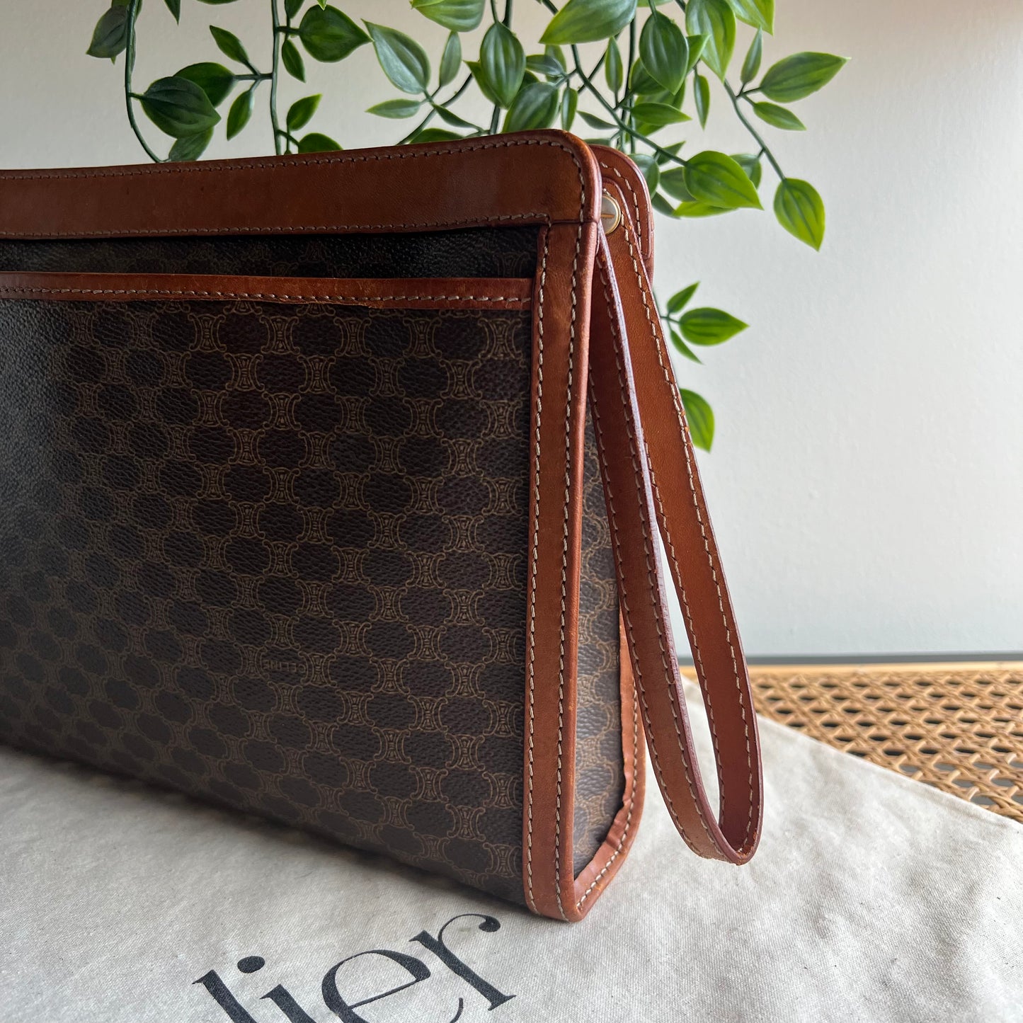 Celine Macadam Print Clutch with Wrist Strap