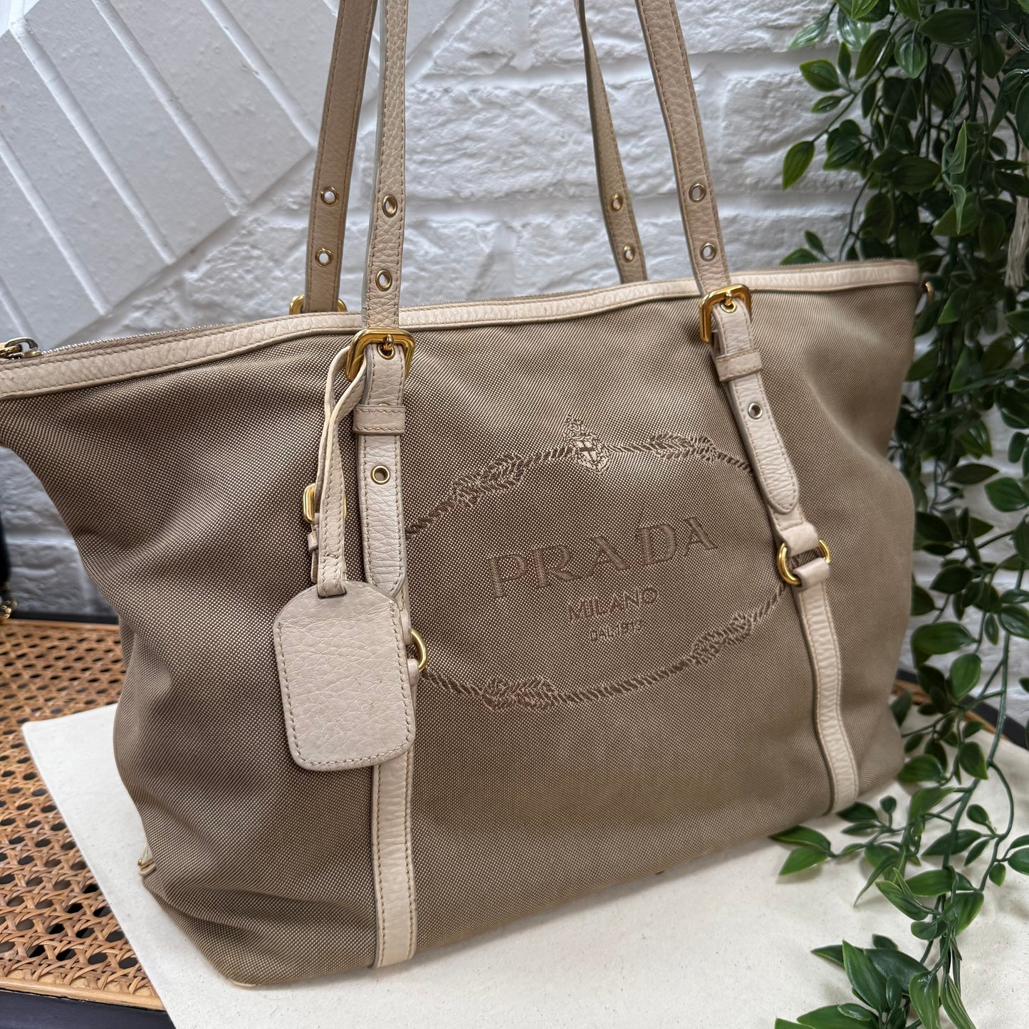 Prada Vintage Jacquard Canvas Tote