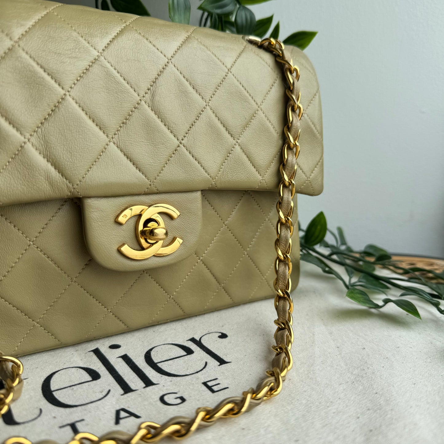 Chanel 1986 Beige Classic Double Flap Small