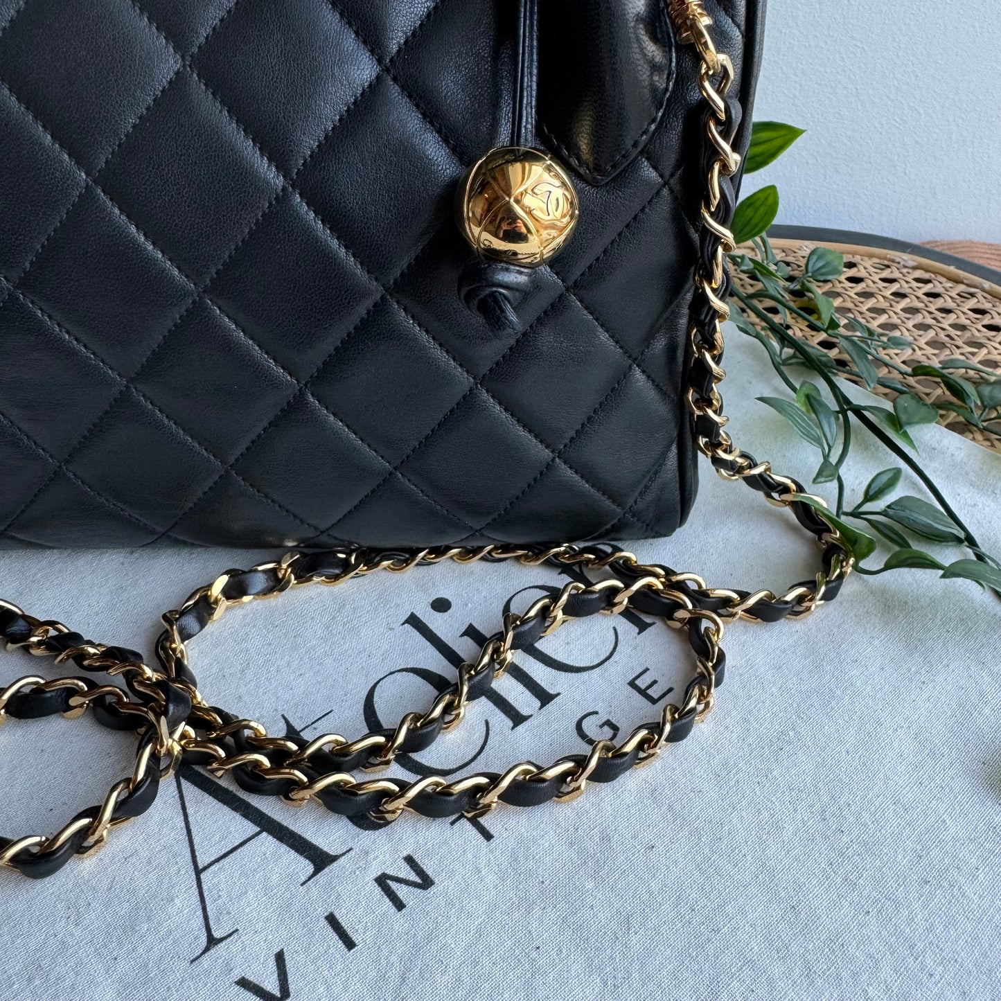 Chanel 1991 Quilted Lambskin Top Handle Two Way Bag
