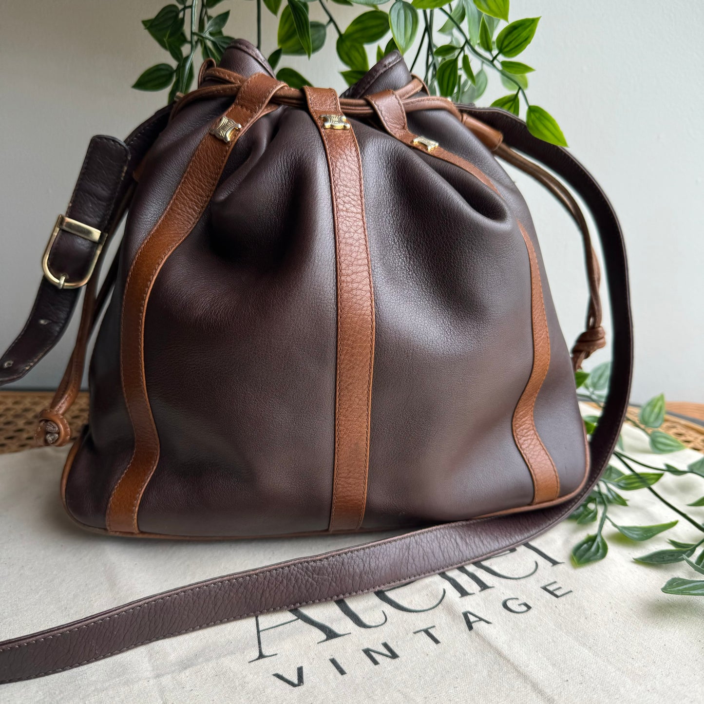 Celine 1980s Triomphe Bucket Bag