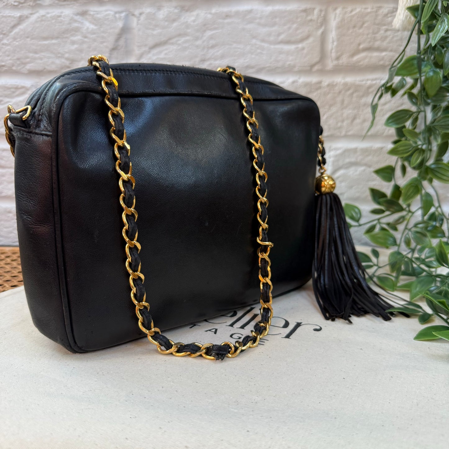 Chanel Rare 1991 Triple CC Lambskin Tassel Camera Bag